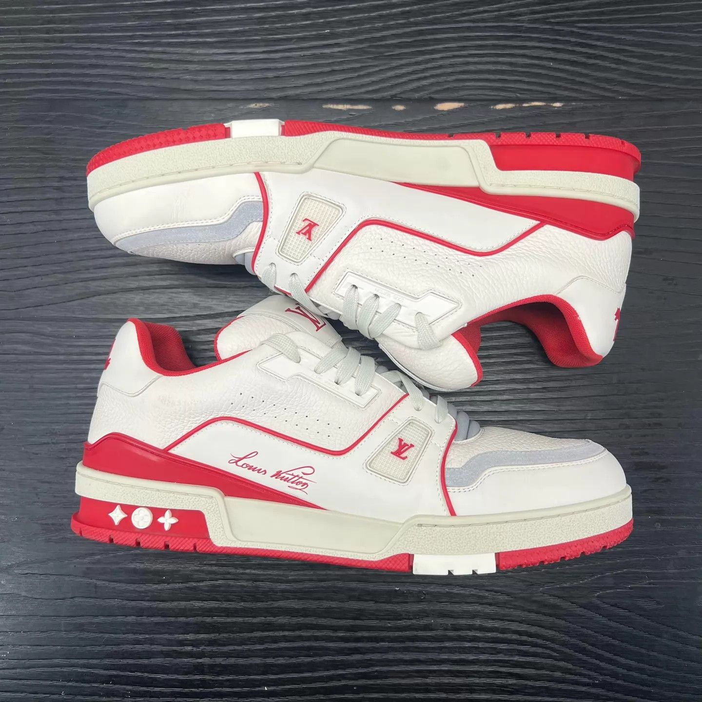 Louis Vuitton LV Trainer White Red 43 Mint Size US 10 / EU 43 - 3 Thumbnail
