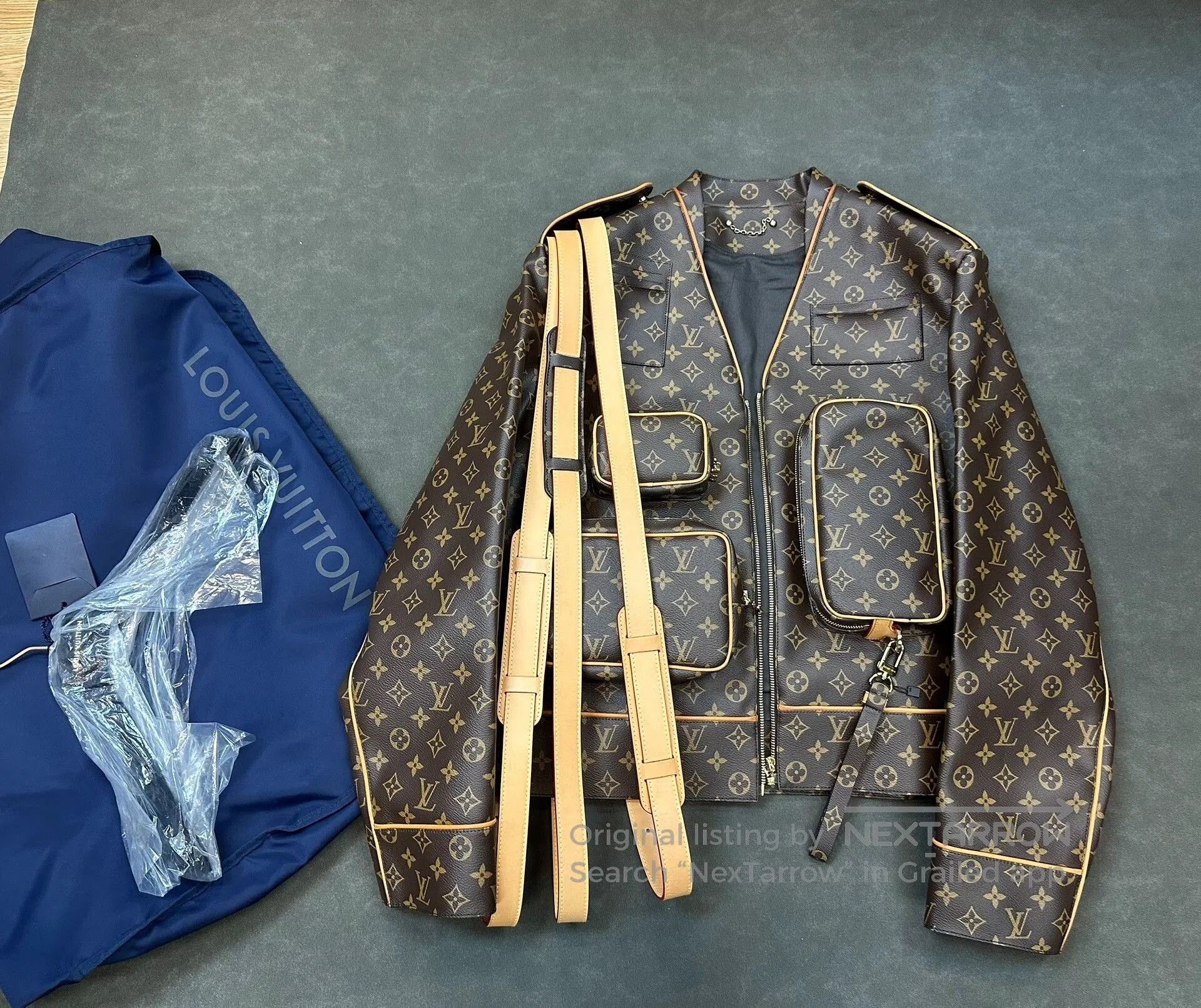 Louis Vuitton Louis Vuitton Navy Monogram Multi-pocket Leather Jacket. Size US M / EU 48-50 / 2 - 1 Thumbnail