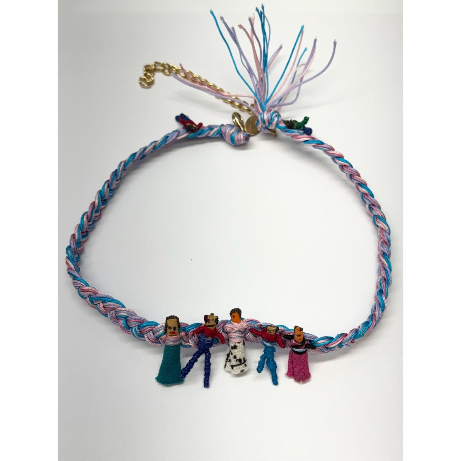 Vintage Vintage woven worry doll necklace pastel braid Size ONE SIZE - 4 Thumbnail