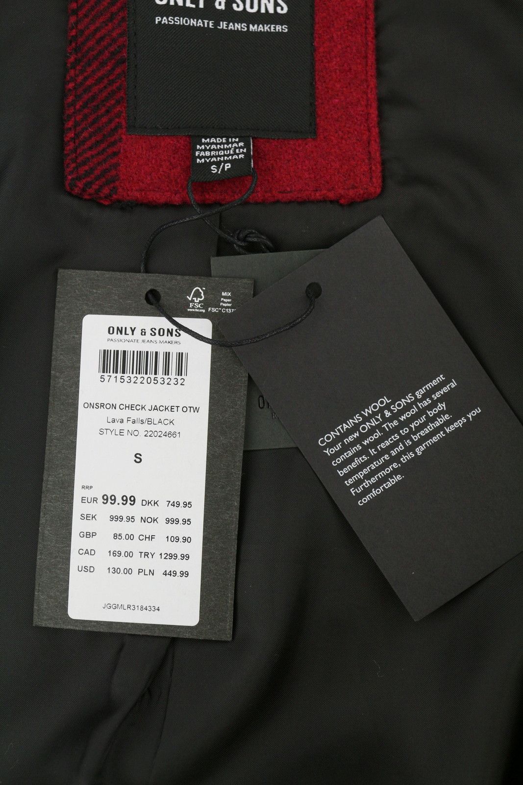 Other RON CHECK S Red Wool Blend Plaid Sherpa Neck 88043 Size US S / EU 44-46 / 1 - 9 Thumbnail