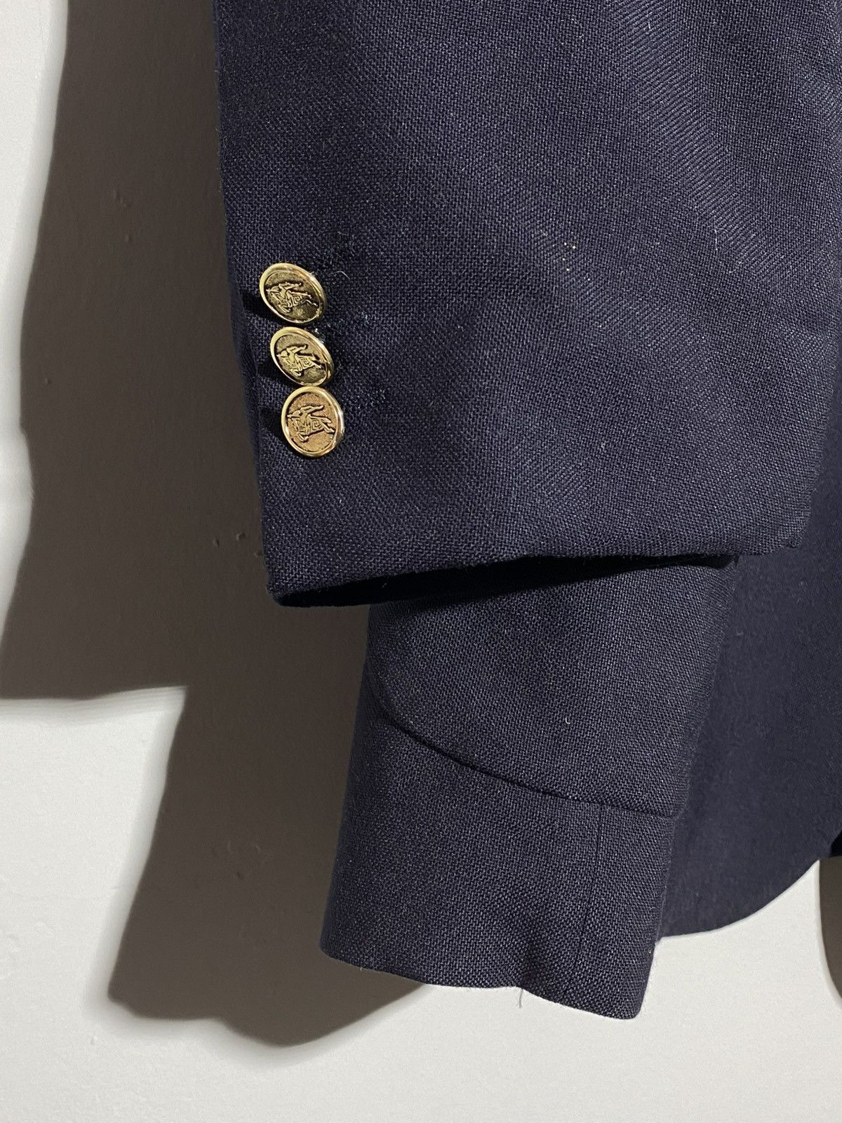 Burberry Vintage 90s Burberrys Blazer Jacket With Gold Logo Button Size 50R - 6 Thumbnail