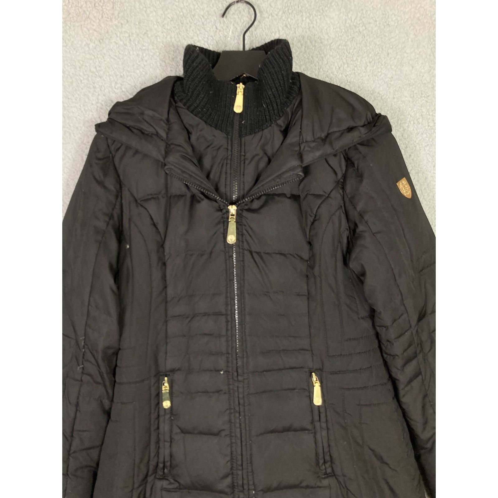 Designer × Vince Camuto Vince Camuto Women's Medium Black Down Parka Hooded Size M / US 6-8 / IT 42-44 - 7 Thumbnail