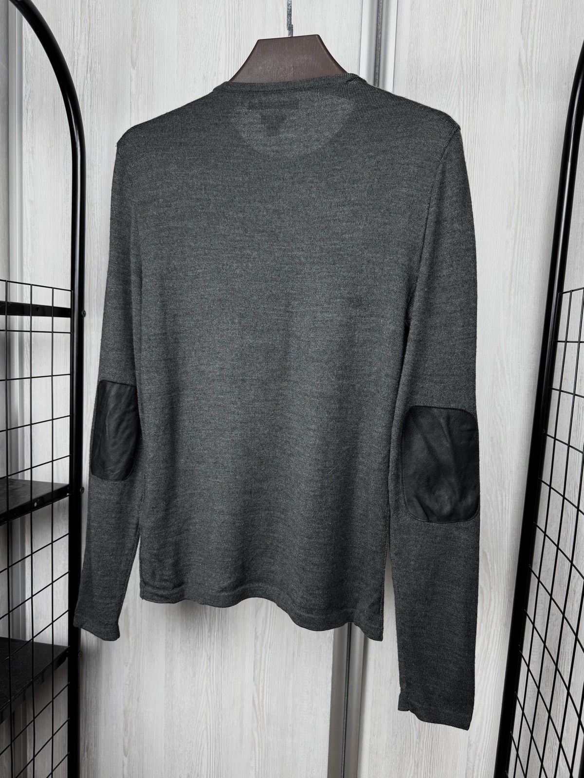 John Varvatos John Varvatos Luxe Line grey wool blend leather trim sweater Size US S / EU 44-46 / 1 - 8 Thumbnail