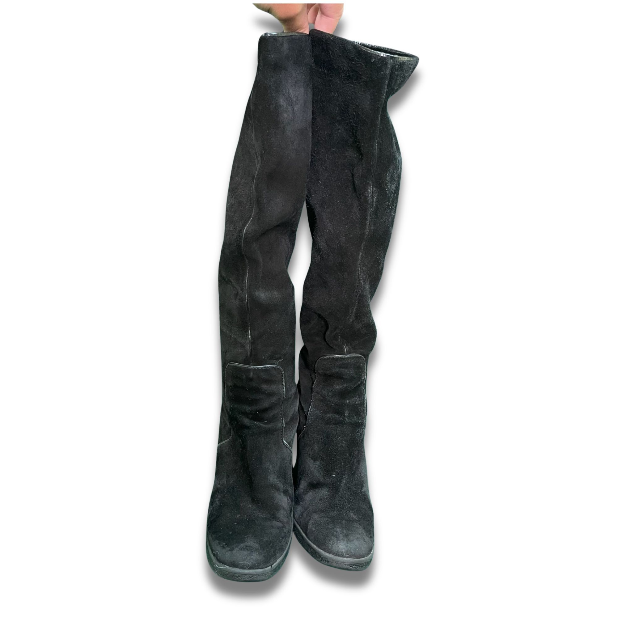 Calvin Klein Calvin Klein Black Suede Tall Wedge Boots Women’s Size 6.5 W Size US 6.5 / IT 36.5 - 8 Thumbnail