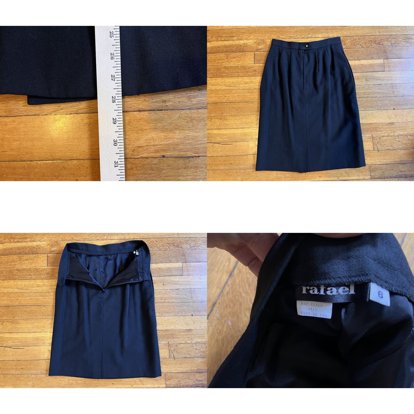 Vintage VINTAGE Rafael Skirt Suit Women’s 6 Black 90s Size 28" / US 6 / IT 42 - 9 Thumbnail