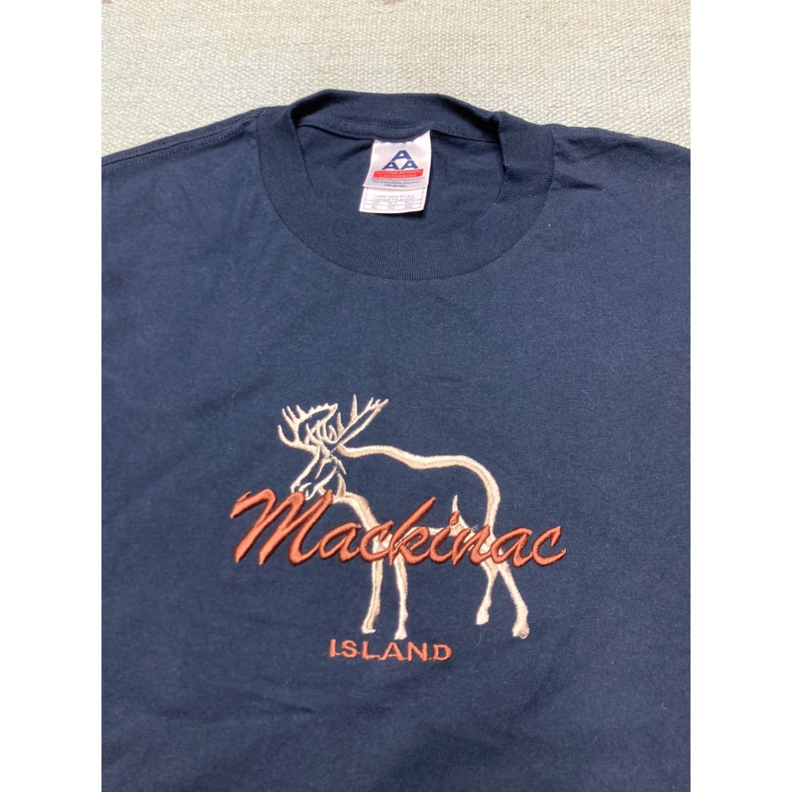 Vintage VINTAGE Animal T-Shirt XL Blue Embroidered Mackinac Island Michigan Moose Deer Anime Size US XL / EU 56 / 4 - 2 Thumbnail