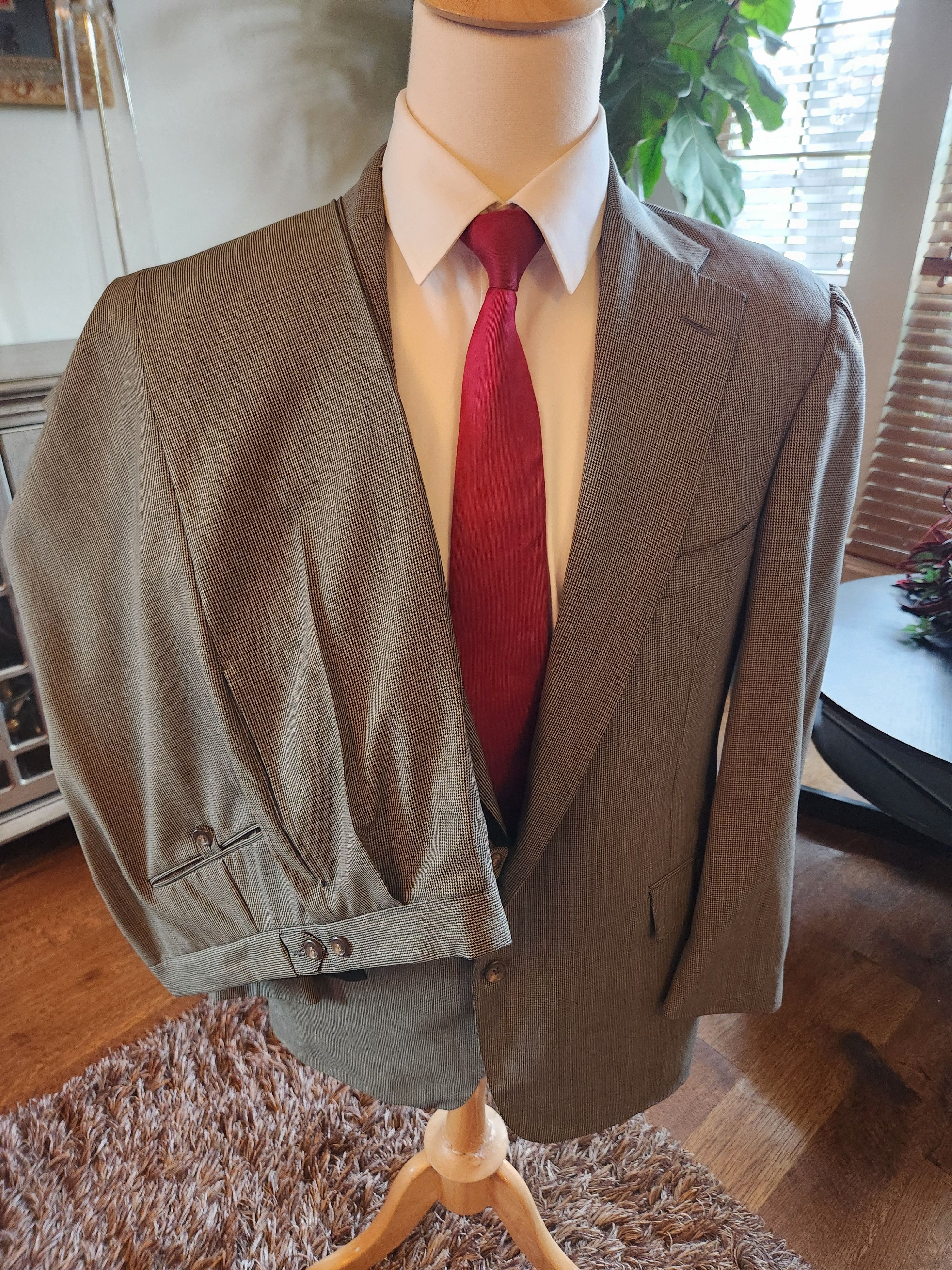Polo Ralph Lauren Vintage 80's 100% Wool Houndstooth Suit Size 38R - 1 Thumbnail