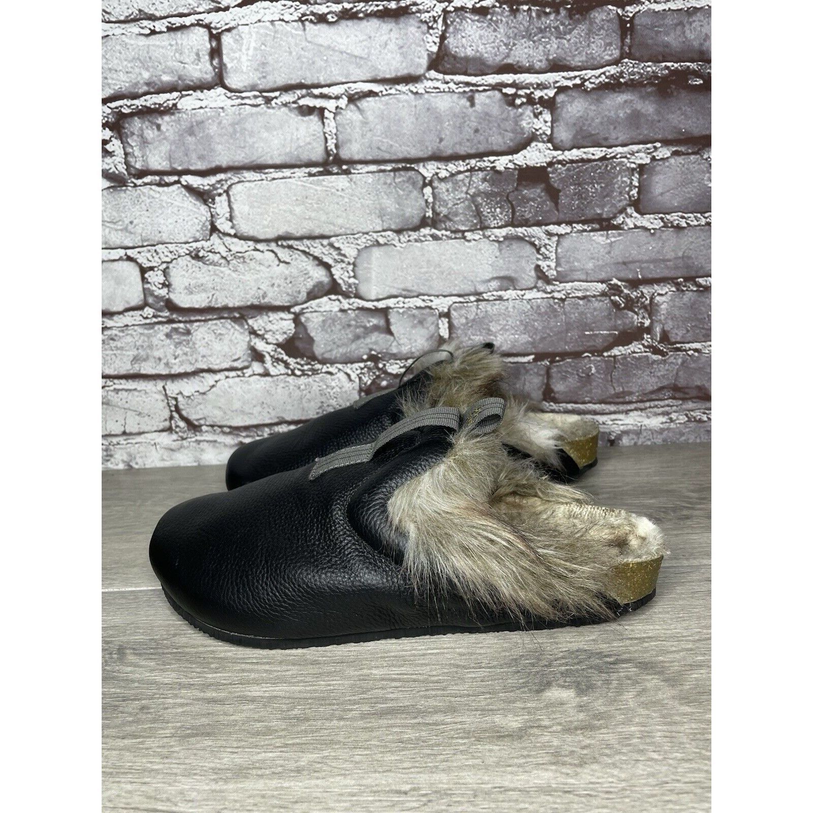 Other BANTHA Vibram Black Leather Sherpa Fur Lined Cork Mules Shoe Size US 10.5 / IT 40.5 - 20 Thumbnail