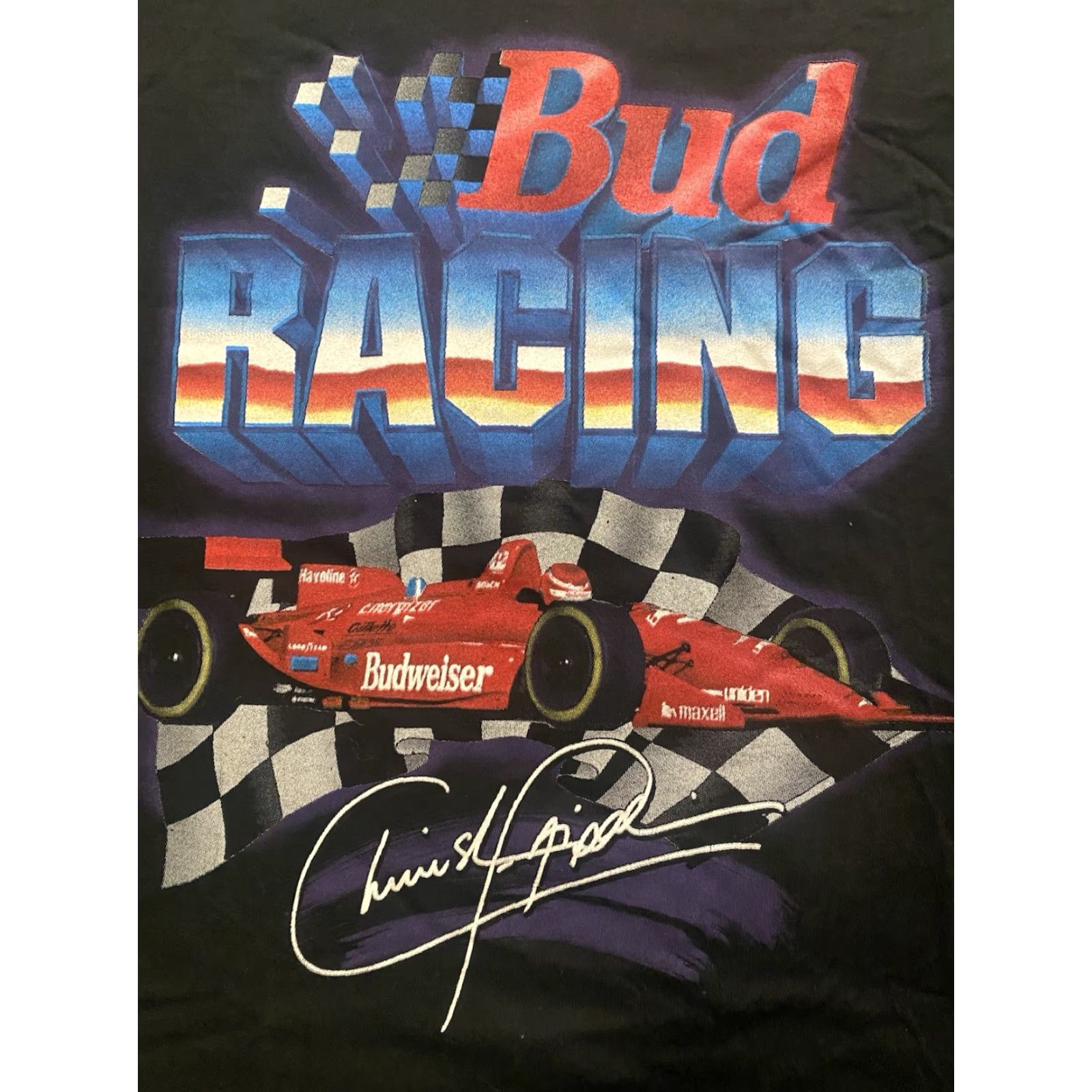 Fruit Of The Loom VINTAGE Bud Racing F1 Budweiser T Shirt FOTL 90s Black XL Men Short Sleeve Crew Neck Cotton Deadstock Graphic Print Shirts Size US XL / EU 56 / 4 - 2 Thumbnail
