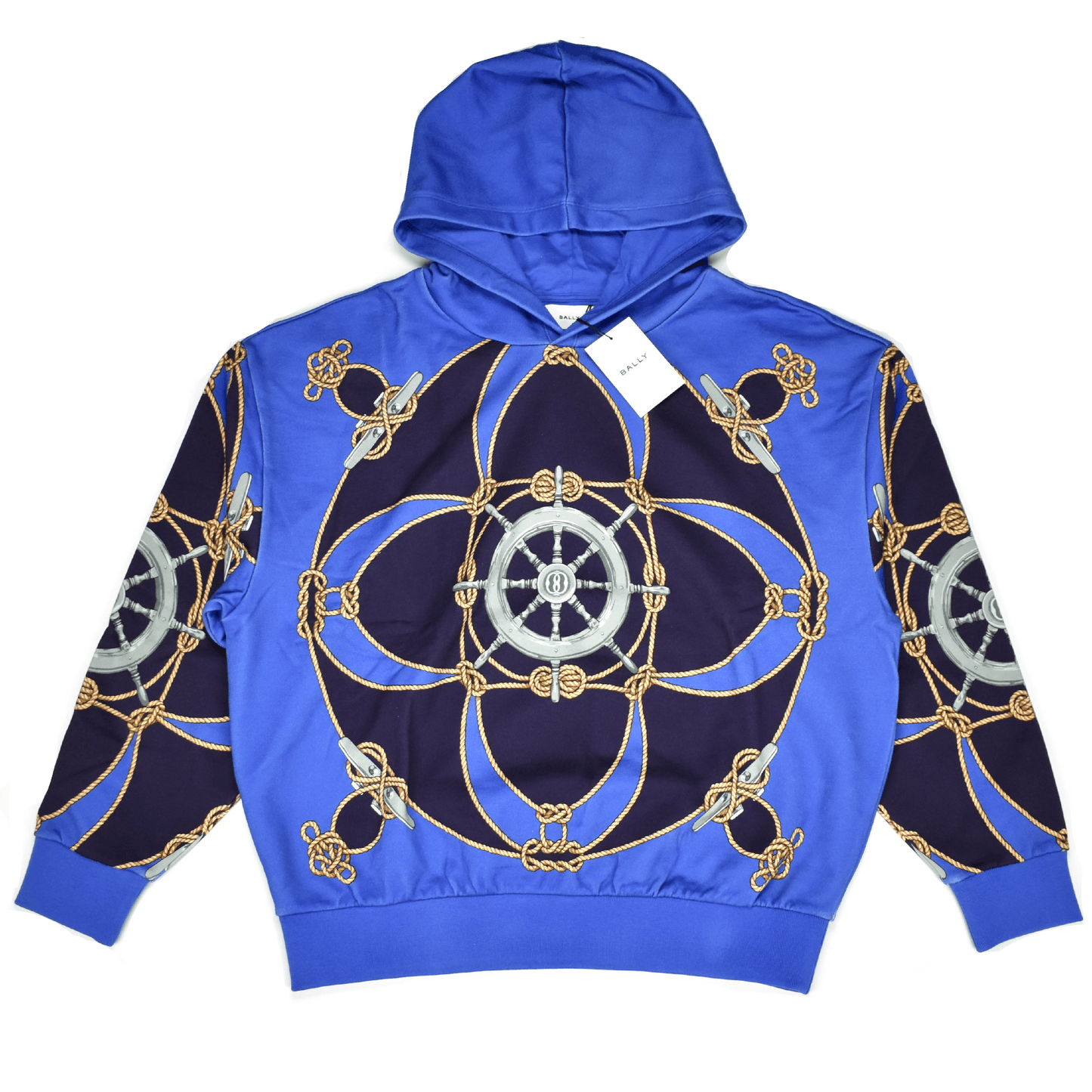 Bally Bally Blue Allover Nautical Print Hoodie Size US L / EU 52-54 / 3 - 1 Thumbnail