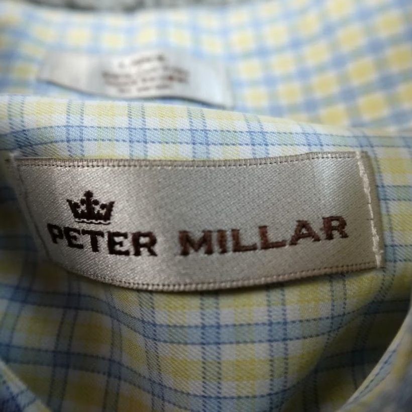 Peter Millar Peter Millar Shirt Mens L Blue Yellow Check Button Up Long Sleeve Golf Preppy Size US L / EU 52-54 / 3 - 4 Thumbnail