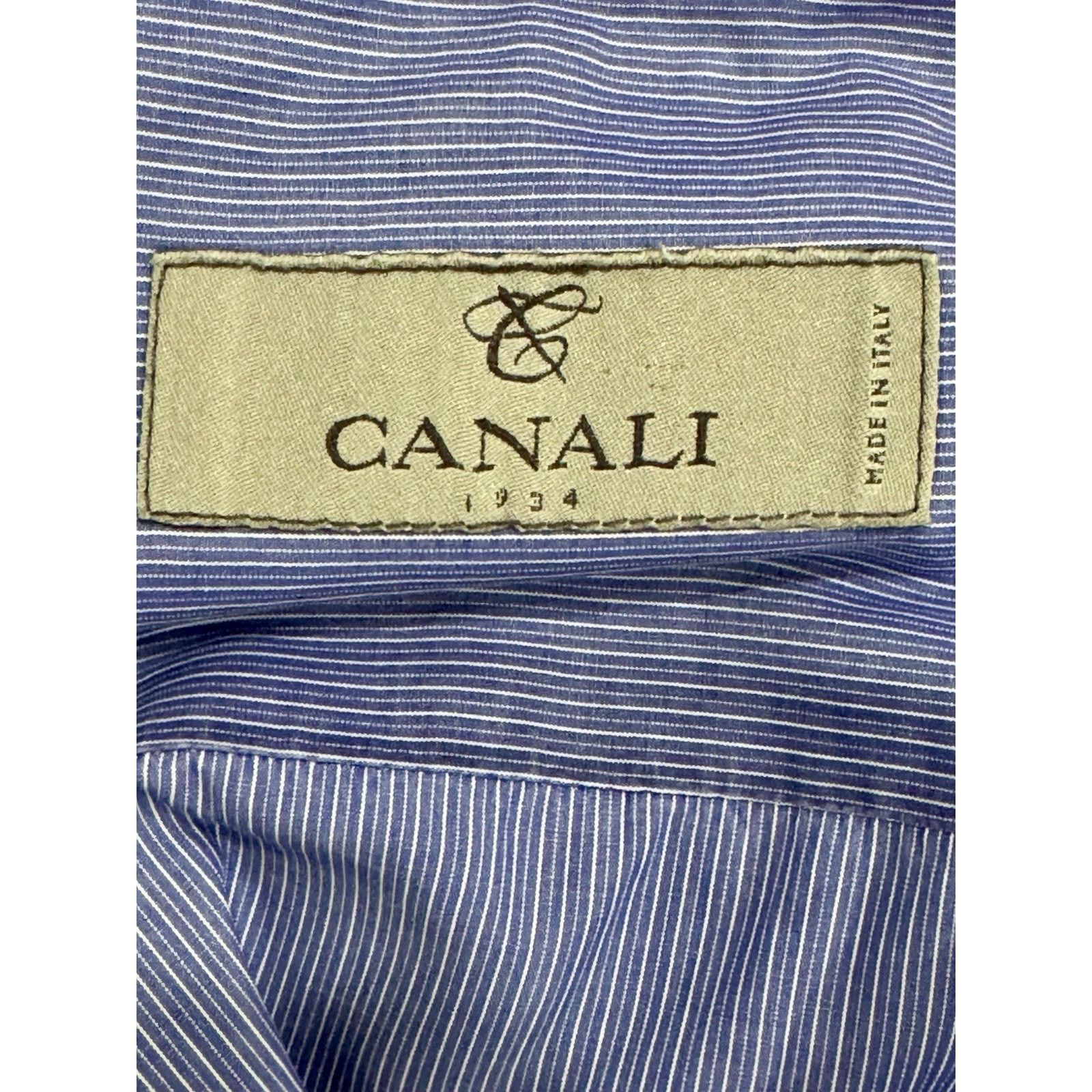 Canali Canali Mens Blue White Striped Button Up Xlg (44-17 1/2) Size US XL / EU 56 / 4 - 2 Thumbnail