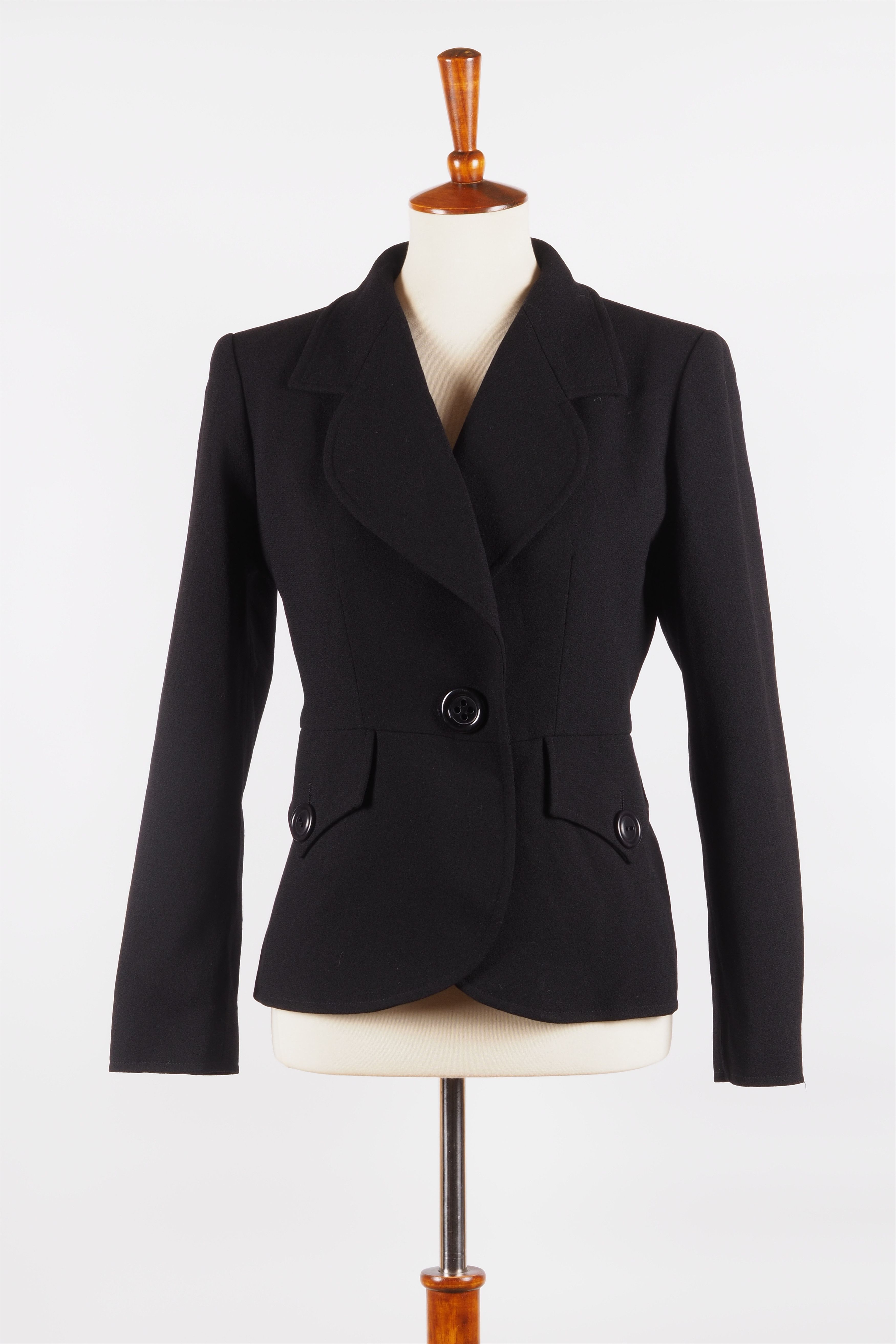 Christian Lacroix × Vintage Christian Lacroix Vintage 90s Black Tailored Blazer Jacket Size M / US 6-8 / IT 42-44 - 4 Thumbnail