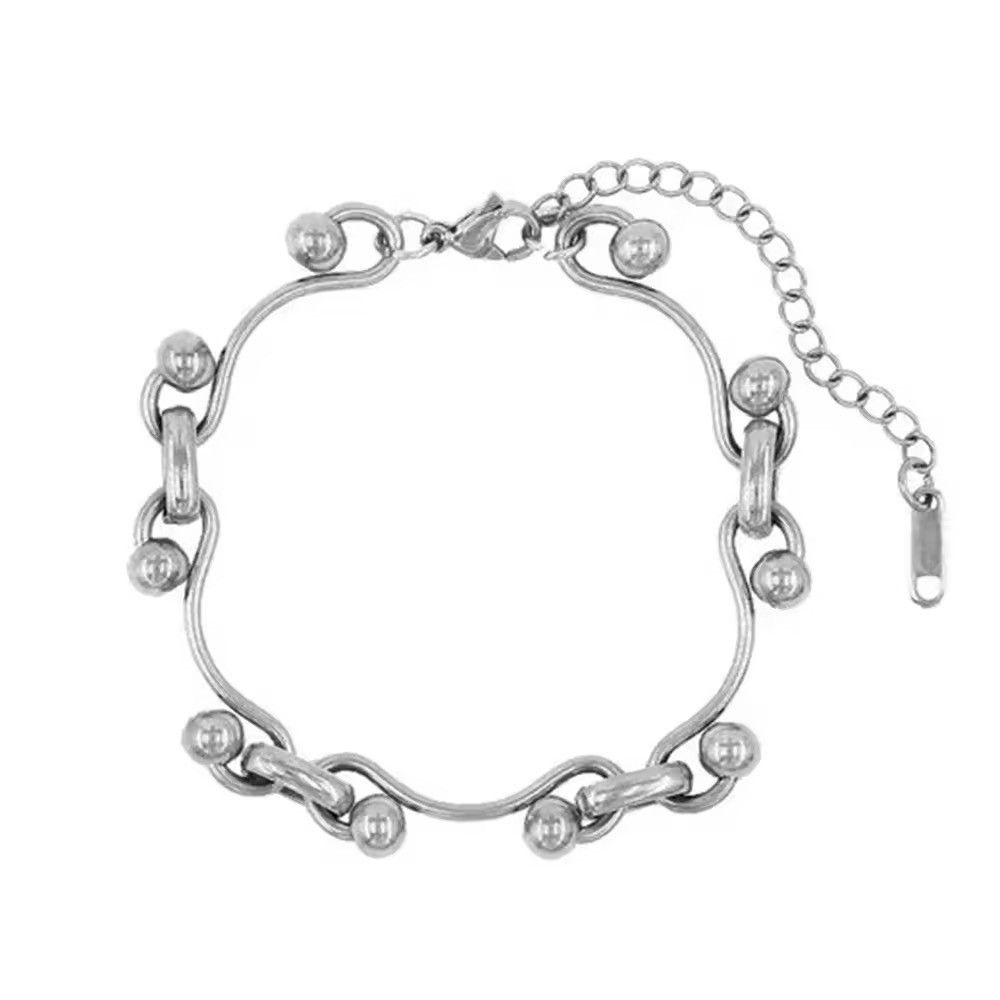 Jewelry 1 Set Wave Ball Chain Necklace And Bracelet Size ONE SIZE - 2 Thumbnail