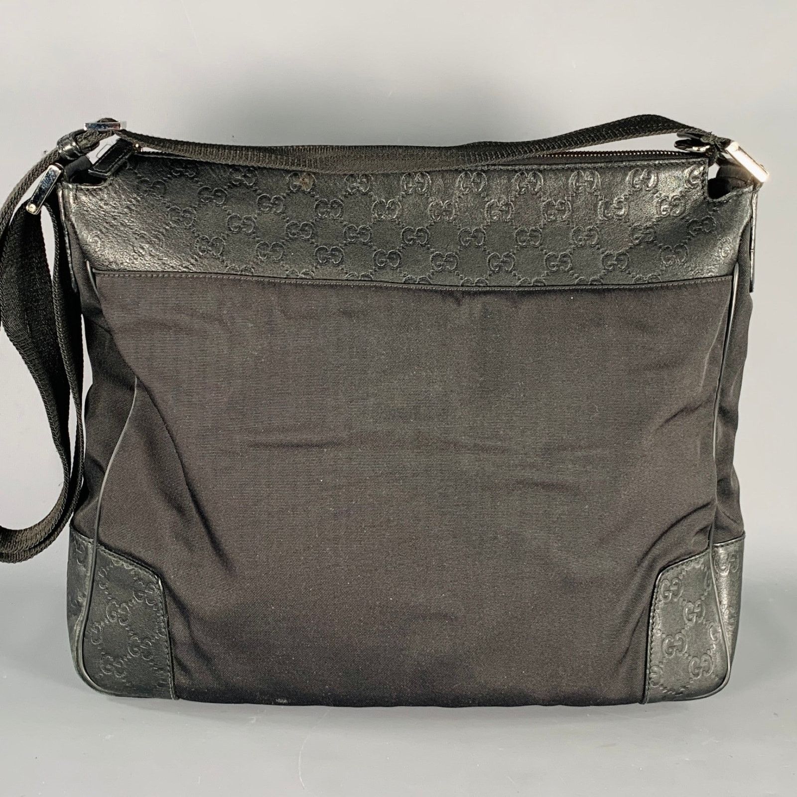 Gucci GUCCI Guccissima Black Embossed Nylon Leather Messenger Bag Size ONE SIZE - 4 Thumbnail