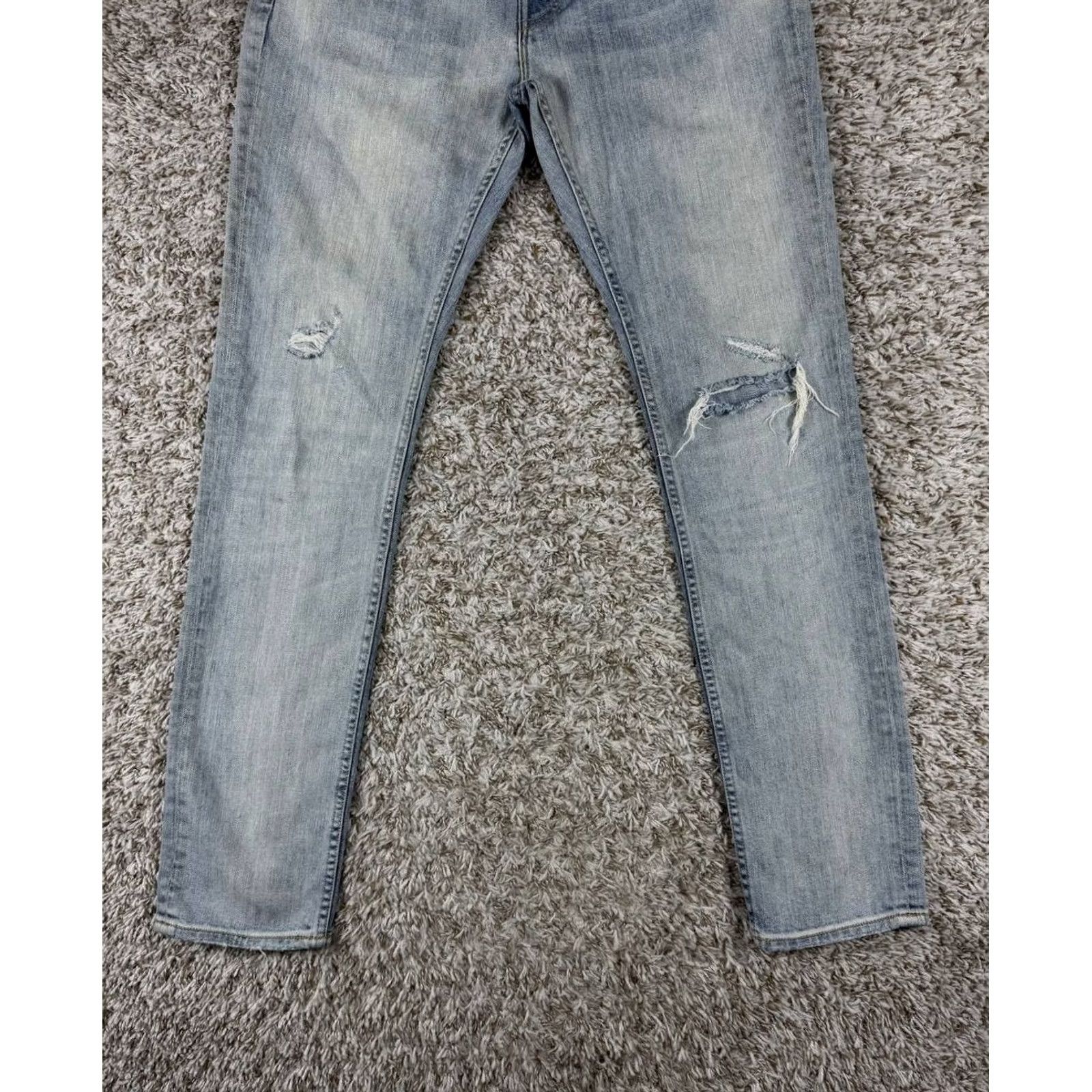 Allsaints AllSaints Rex Slim Fit Distressed Denim Jeans Men's 30x32 Blue Jeans Slim Men Distressed 32 Inseam 30 Waist Strap Button Size US 30 / EU 46 - 3 Thumbnail