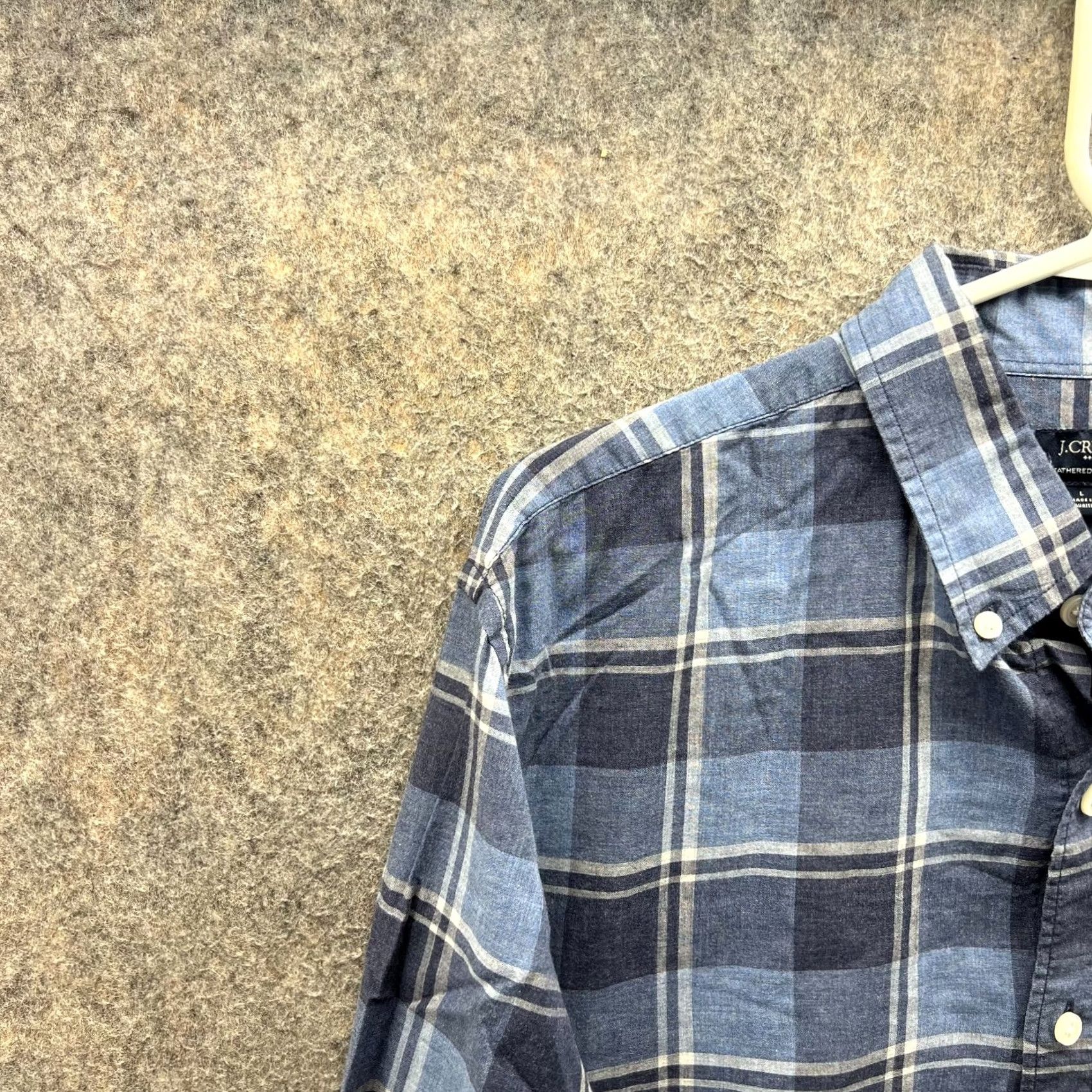 J.Crew VINTAGE J.CREW Shirt Mens Large Blue Plaid Button-Down Preppy Cotton Size 42R - 4 Thumbnail