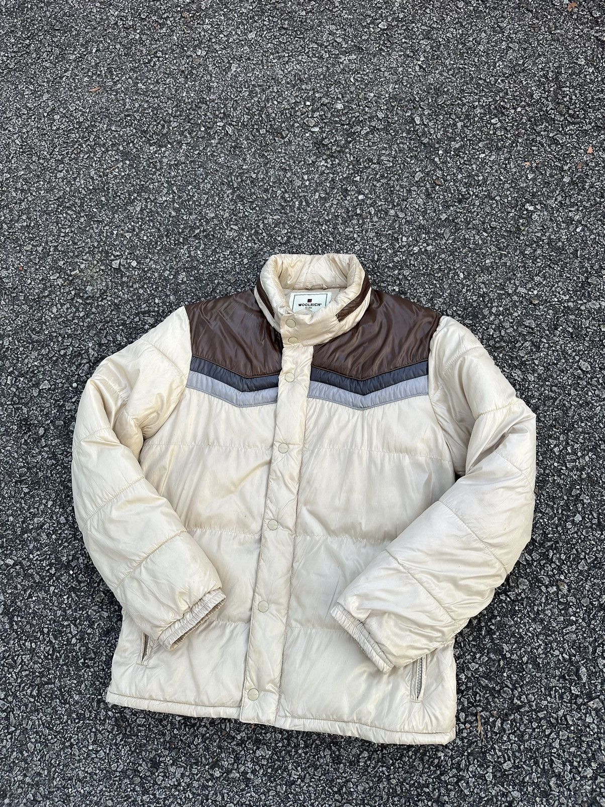 Woolrich Cream Bubble Puffer Jacket