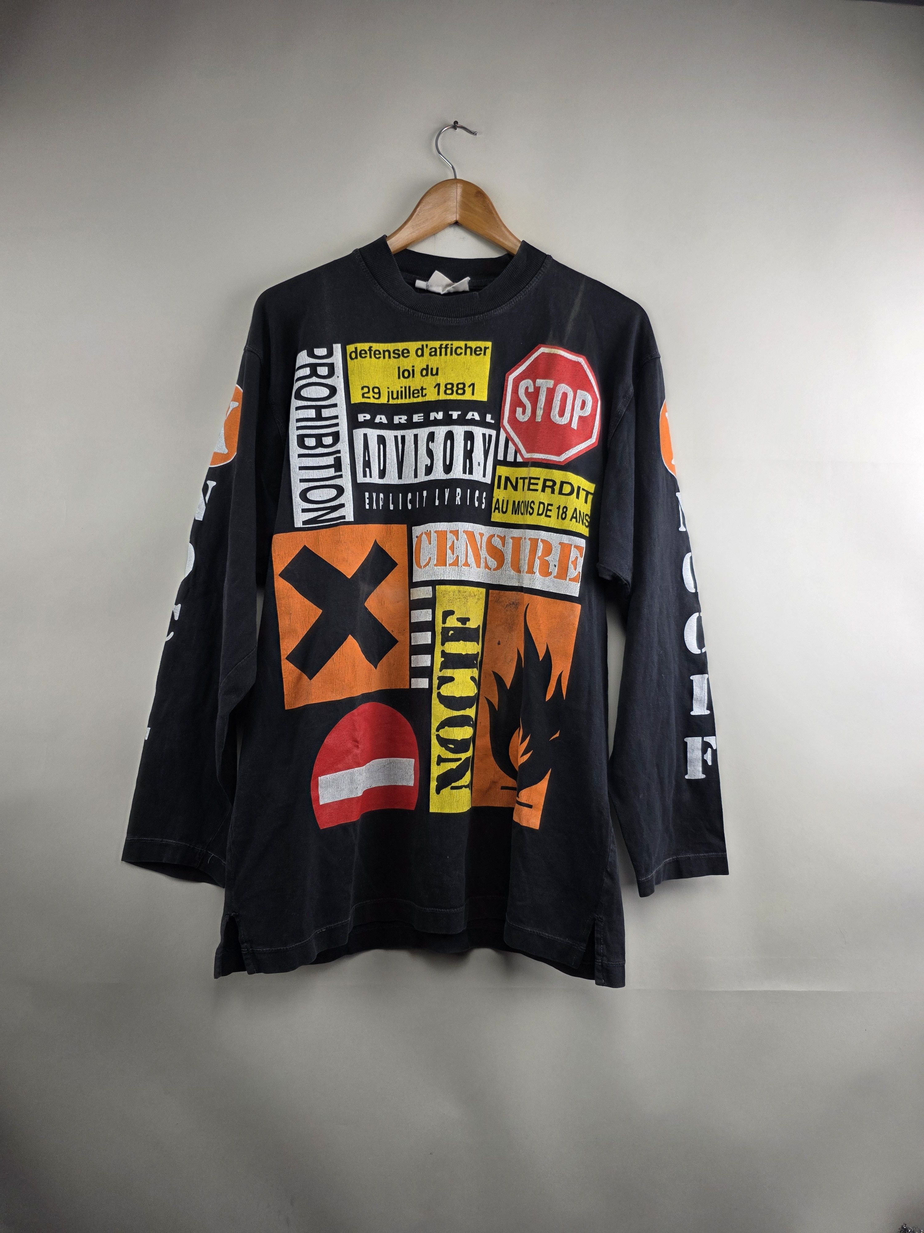 Band Tees × Vintage 90s French non conformist Punk Long-sleeved L 21" 30.5" Size US L / EU 52-54 / 3 - 13 Thumbnail