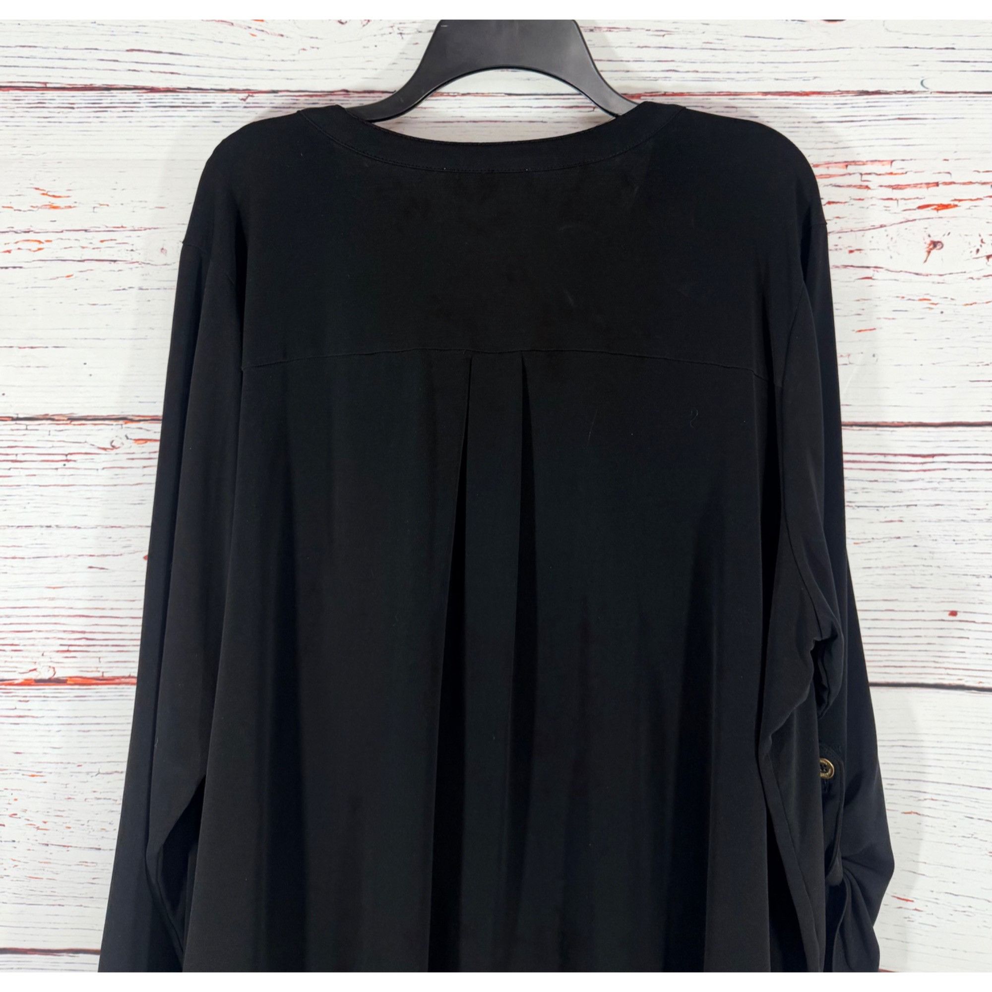 Other Michael Michael Kors Womens Blouse Tunic Black Zip Front 3X Size 3XL / US 20-22 - 11 Thumbnail