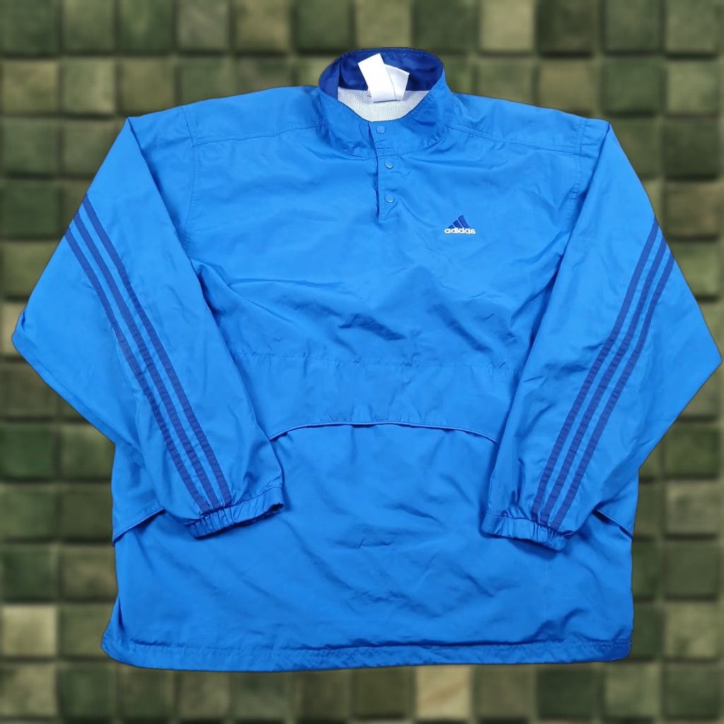 Adidas VINTAGE adidas Anorak Windbreaker Jacket Mens XL Blue Y2K Three Stripes Size US XL / EU 56 / 4 - 1 Thumbnail