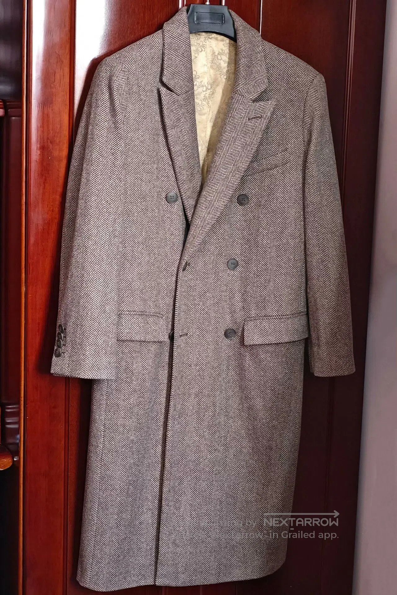 agnes b. Double-Breasted Herringbone Wool Coat. Size US M / EU 48-50 / 2 - 1 Thumbnail