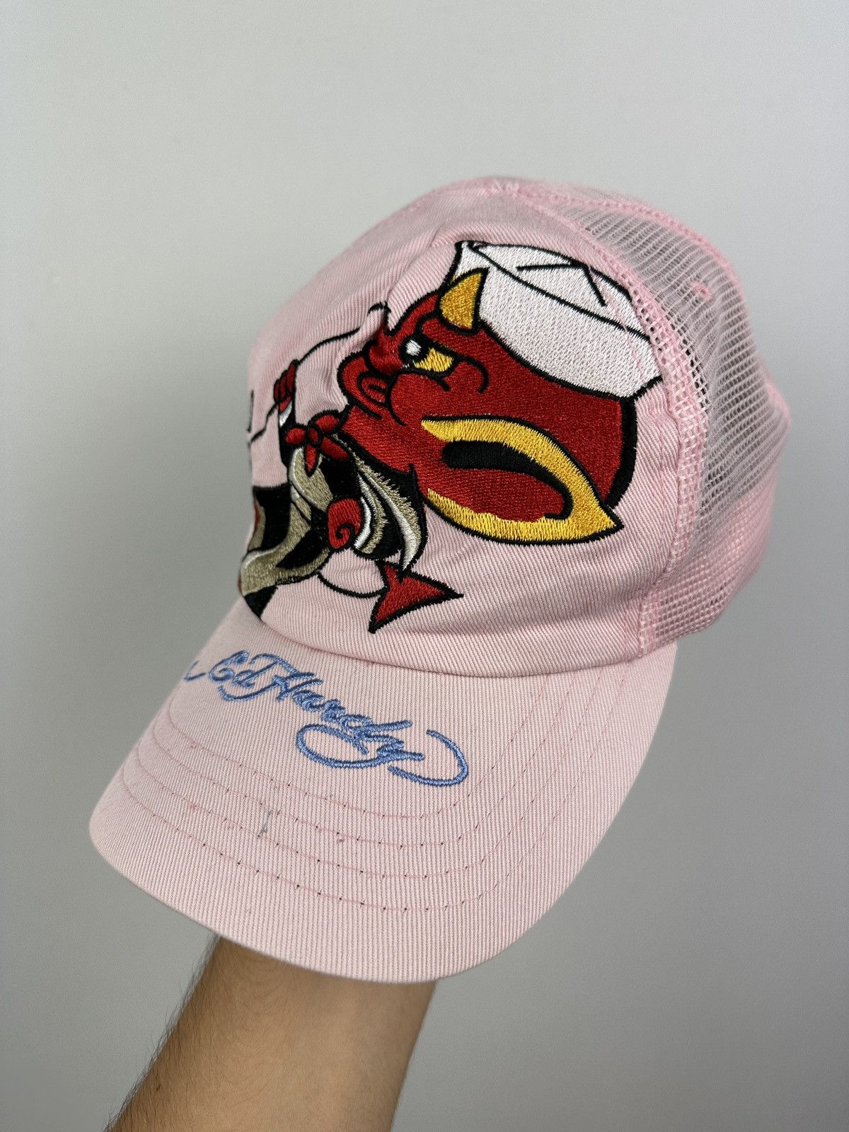 Christian Audigier × Ed Hardy 👹Vintage Y2K Ed Hardy Devil Logo Pink Cap Size ONE SIZE - 3 Thumbnail