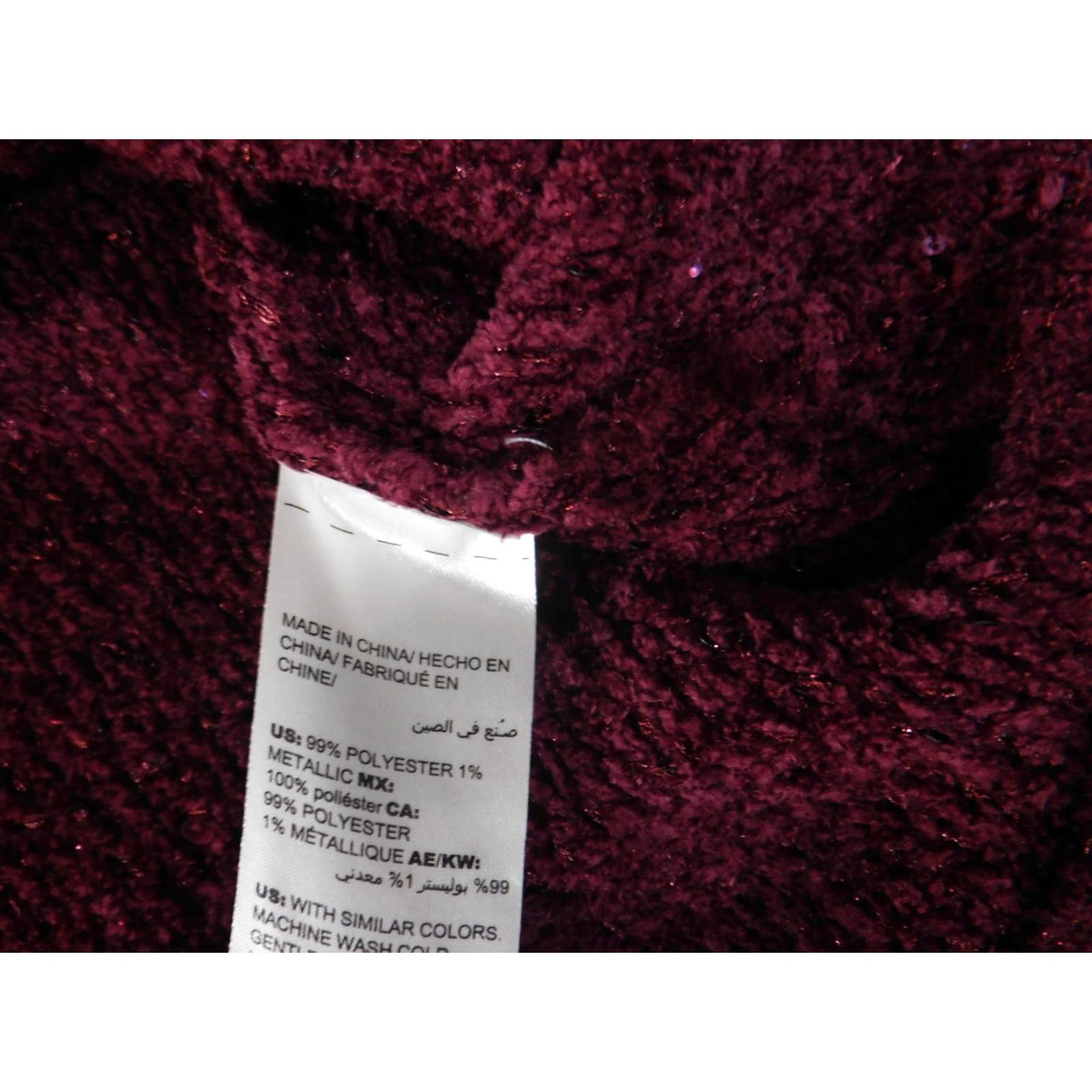 Vintage Chicos Sweater Womens 3 Red Burgundy Sequin Knit V-Neck Pullover Metallic Size XS / US 0-2 / IT 36-38 - 7 Thumbnail