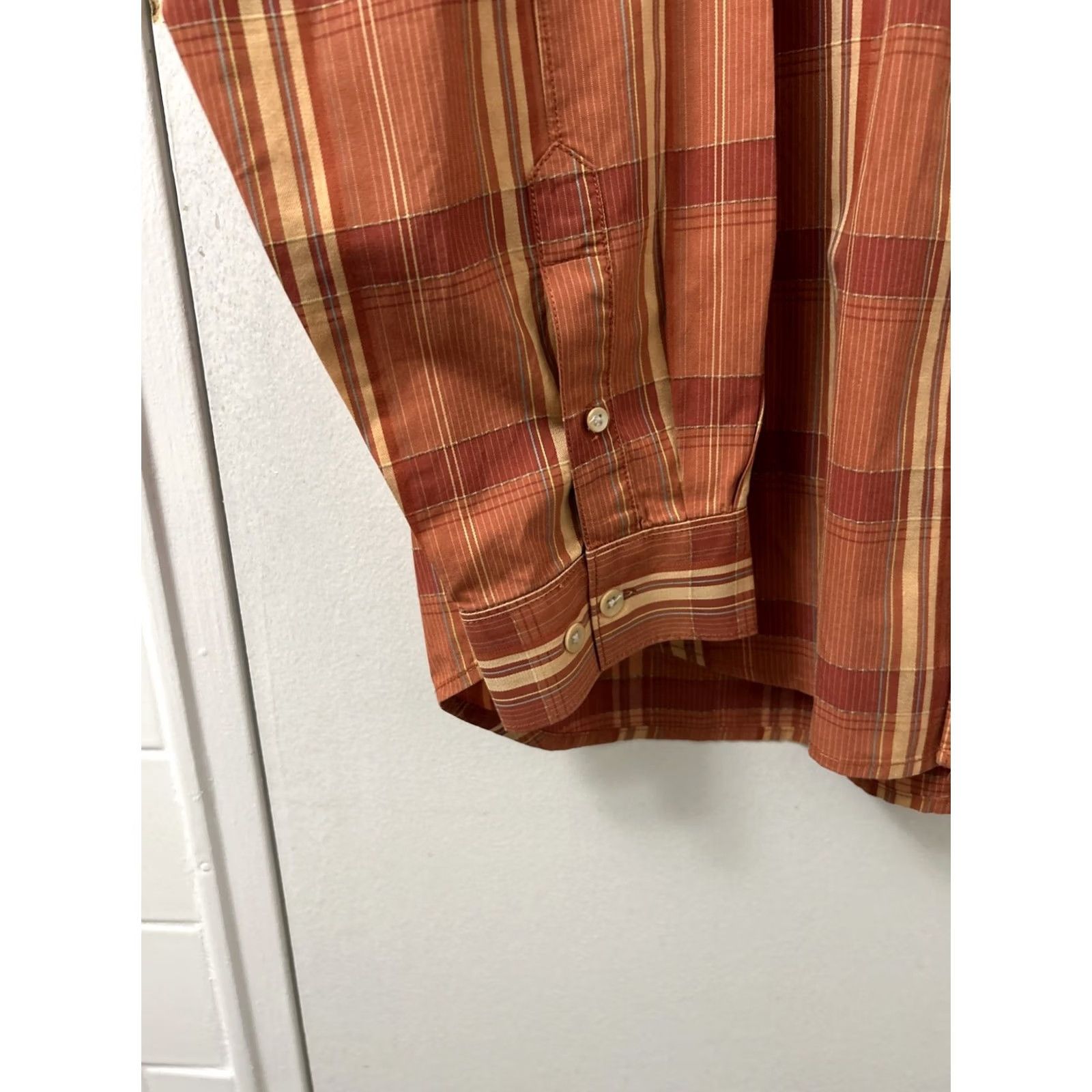 Tommy Bahama Tommy Bahama Shirt Mens XL Orange Plaid Button Down 100% Cotton Long Sleeve Button-Up Casual Office All Seasons Easy Care Pockets Size US L / EU 52-54 / 3 - 6 Thumbnail
