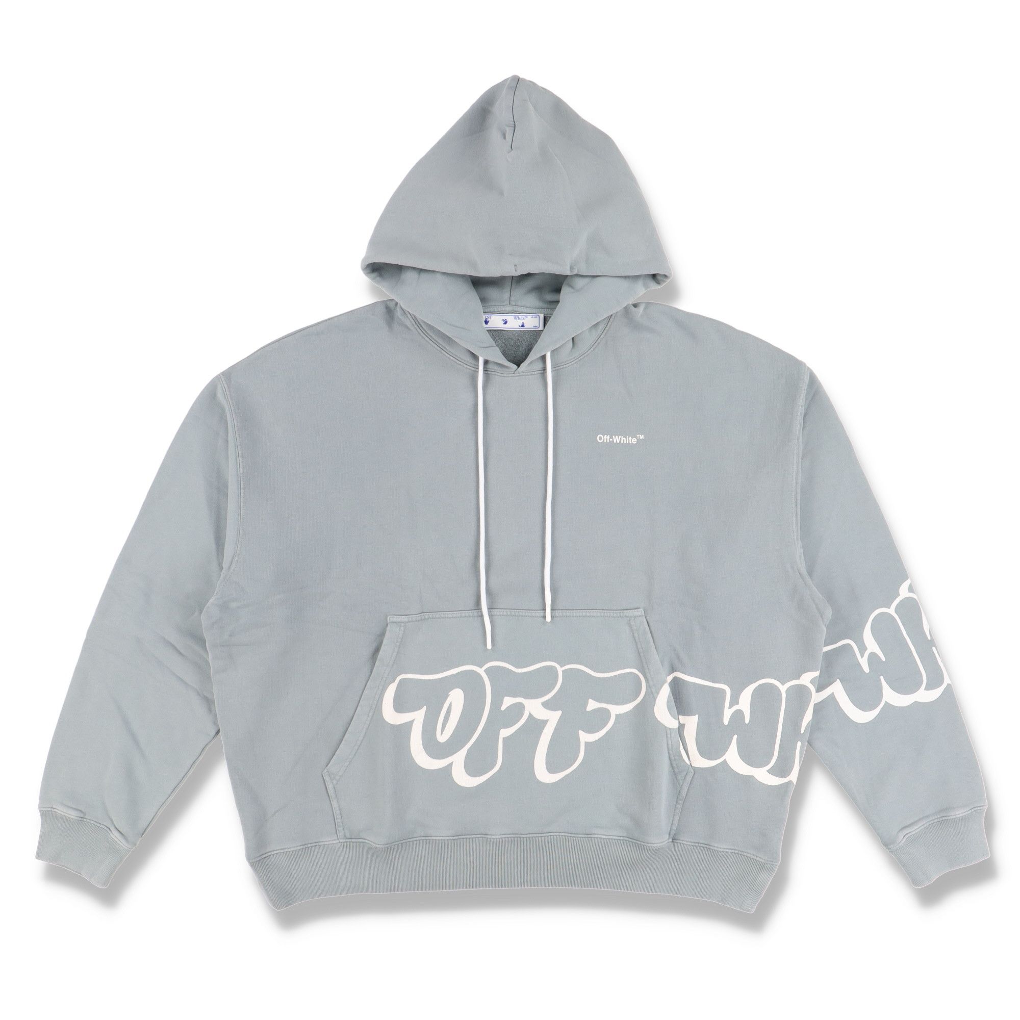 image of Off White Light Blue Bubble Logo Skate Hoodie, Men's (Size 2XL)