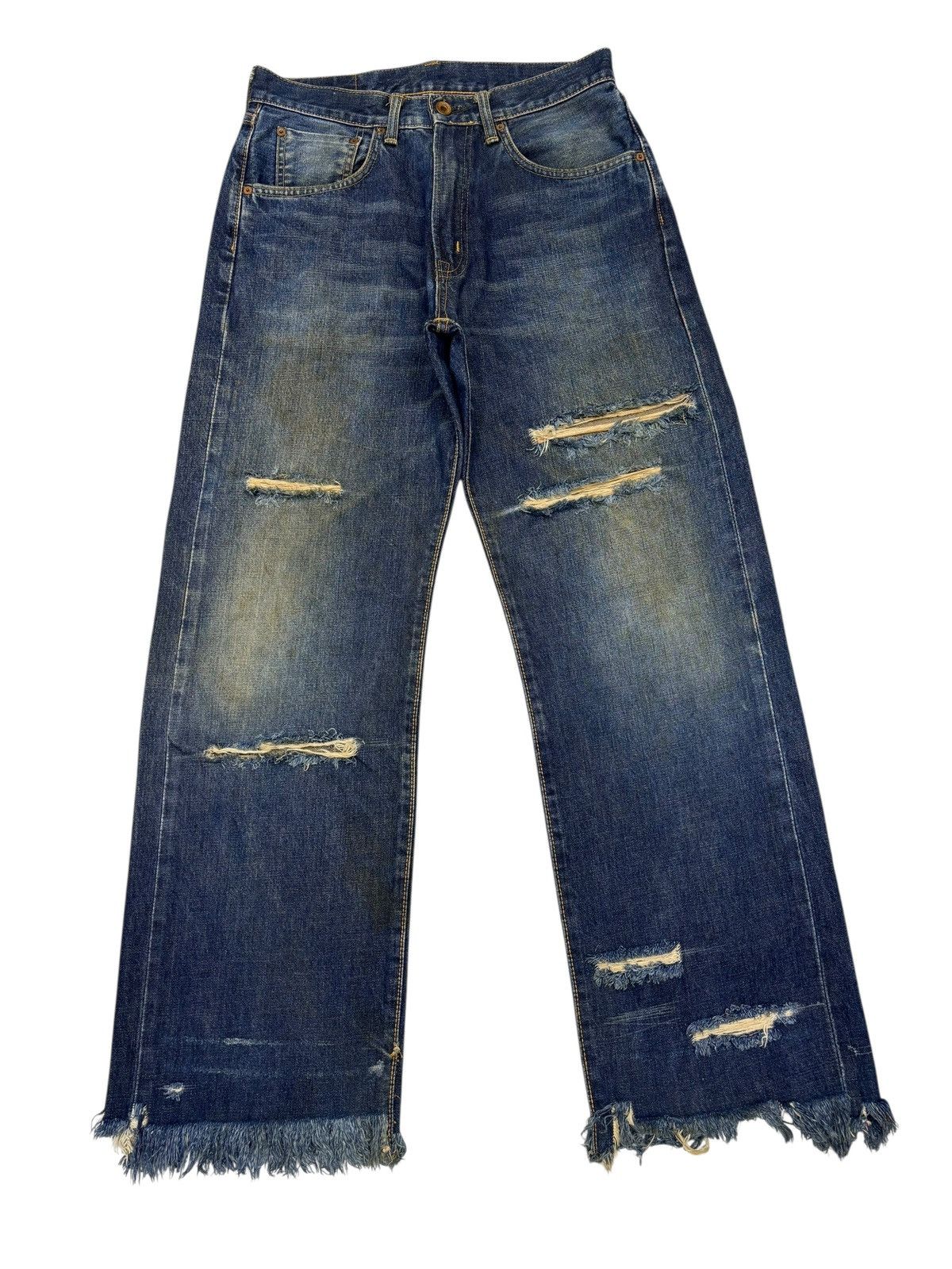 Edwin Edwin 505 Crazy Ripped Distressed Selvedge Denim Jeans Size US 30 / EU 46 - 3 Thumbnail
