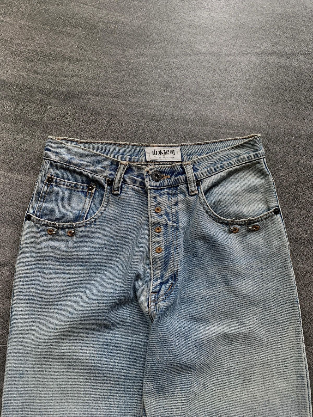 Yohji Yamamoto FREE TAX! 80s YYPH Studded Ring Accents Denim Jeans Size US 28 / EU 44 - 3 Thumbnail