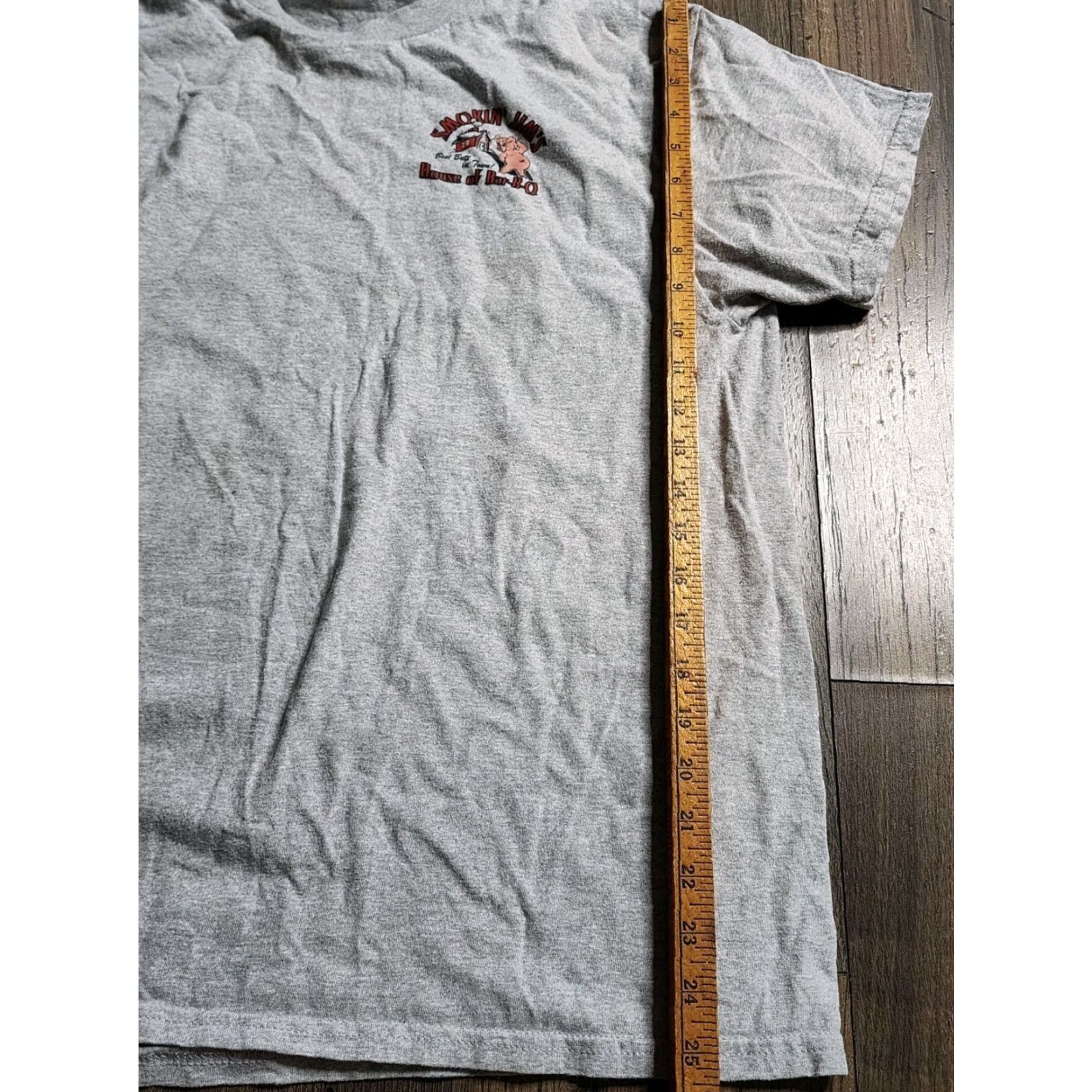 Gildan Gildan Gray BBQ T-Shirt Men’s Large Smokin’ Jim's Best Butts Graphic Print Short Sleeve Pig Design Size US L / EU 52-54 / 3 - 3 Thumbnail