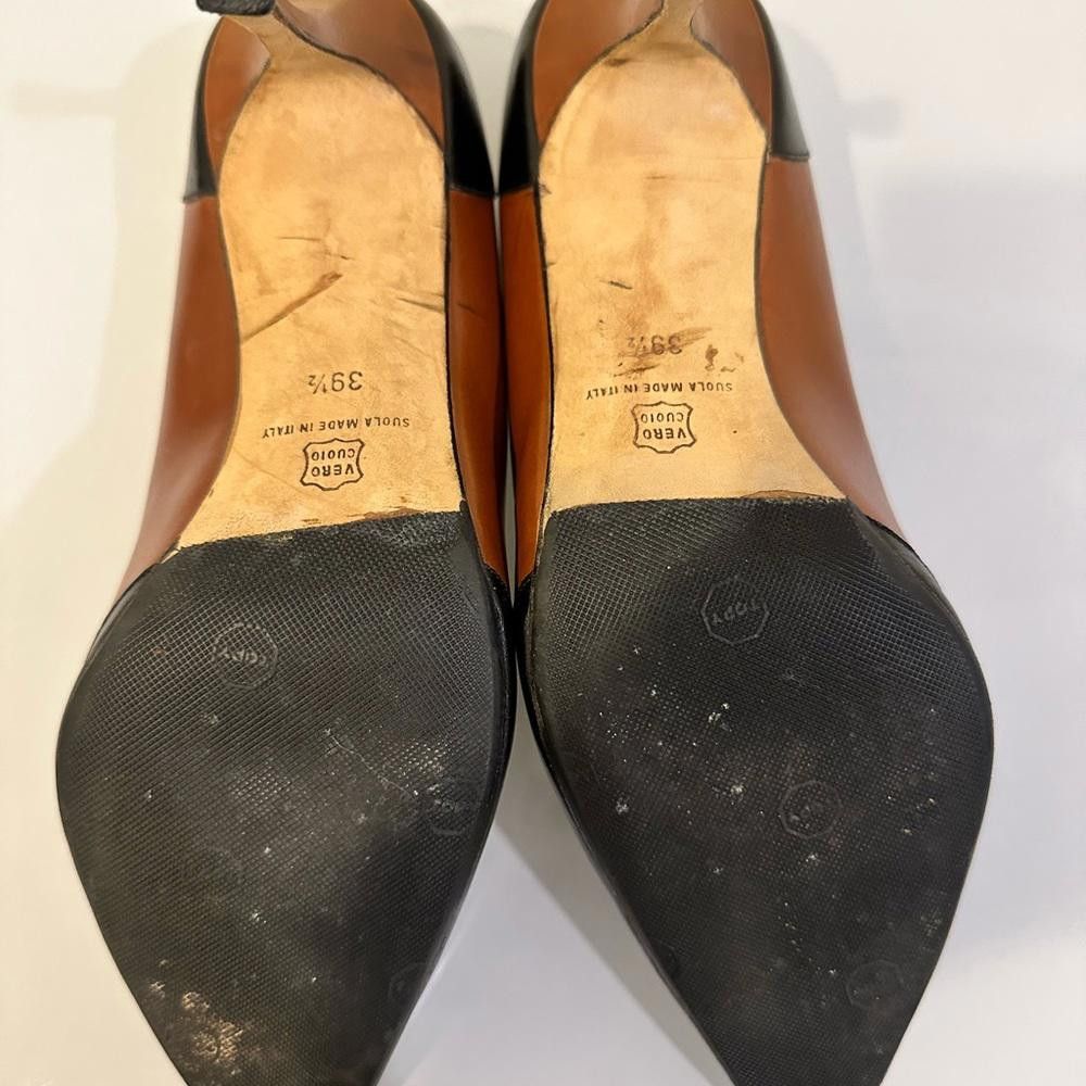 Manolo Blahnik Manolo Blahnik Black and Brown Leather Geometric Pumps 39.5 Size US 8.5 / IT 38.5 - 7 Thumbnail