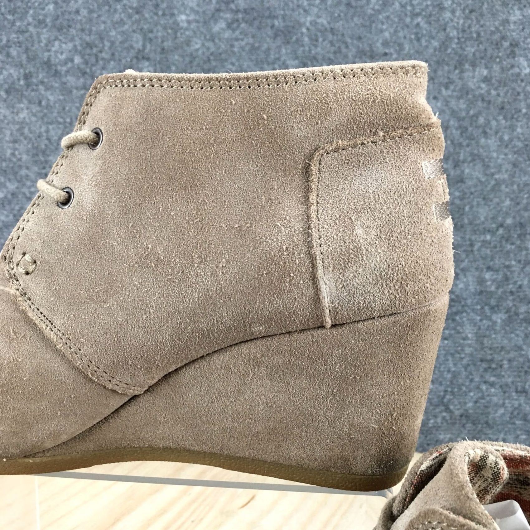 Toms TOMS Boots Womens 8 Desert Ankle Booties Wedge Heels Casual Brown Suede Lace Up Women Bootie XS? Size US 8 / IT 38 - 5 Thumbnail
