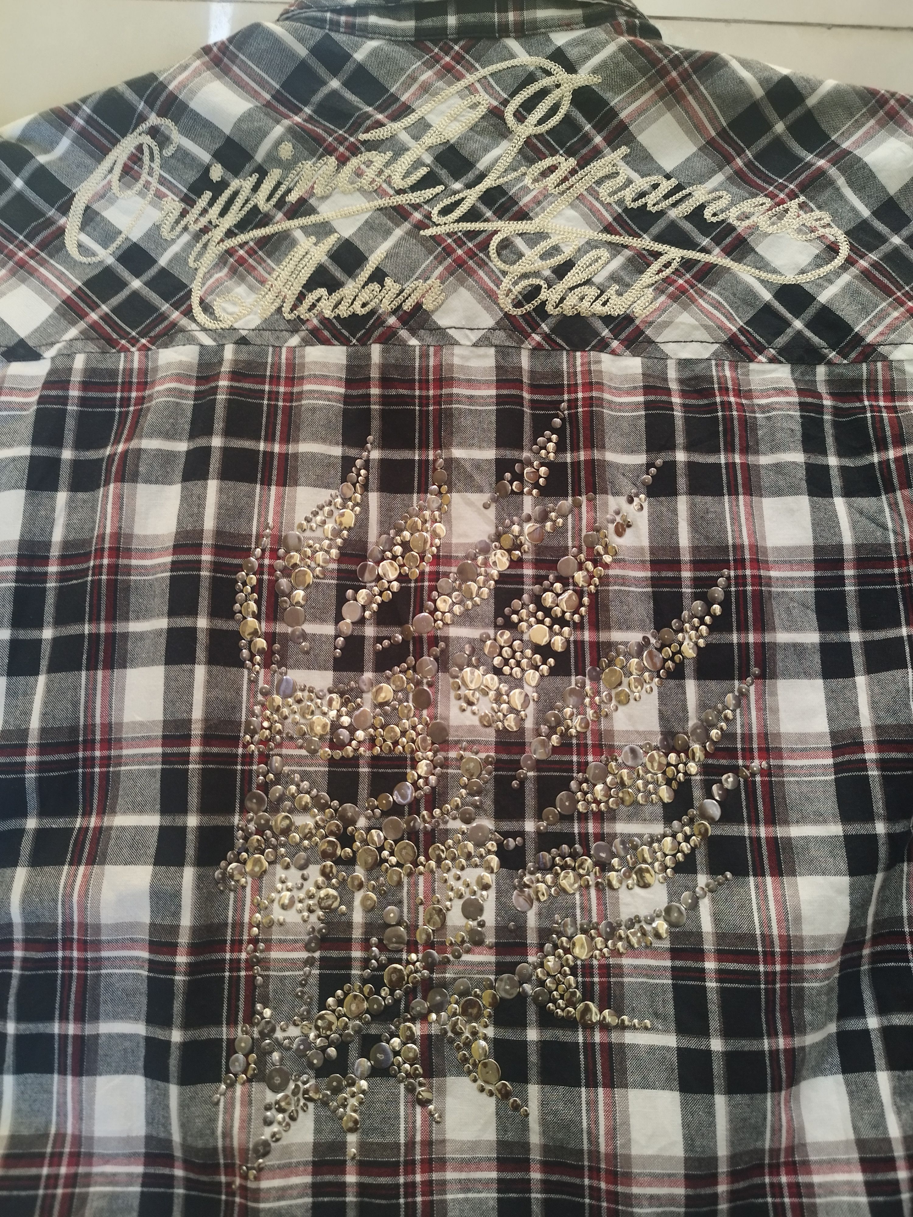 Japanese Brand Oniarai embriodered cross check shirt Size US M / EU 48-50 / 2 - 4 Thumbnail