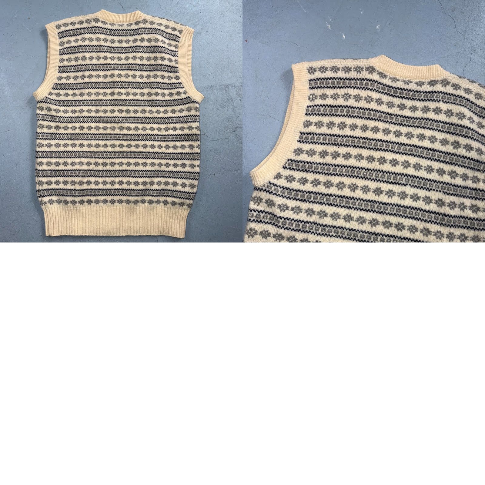 Nordstrom VINTAGE Nordstrom Sweater Vest Shirt Womens Large L Wool Beige V-Neck Striped All Seasons Lightweight Knit Classic Fashion Mens Girls? Size L / US 10 / IT 46 - 8 Thumbnail