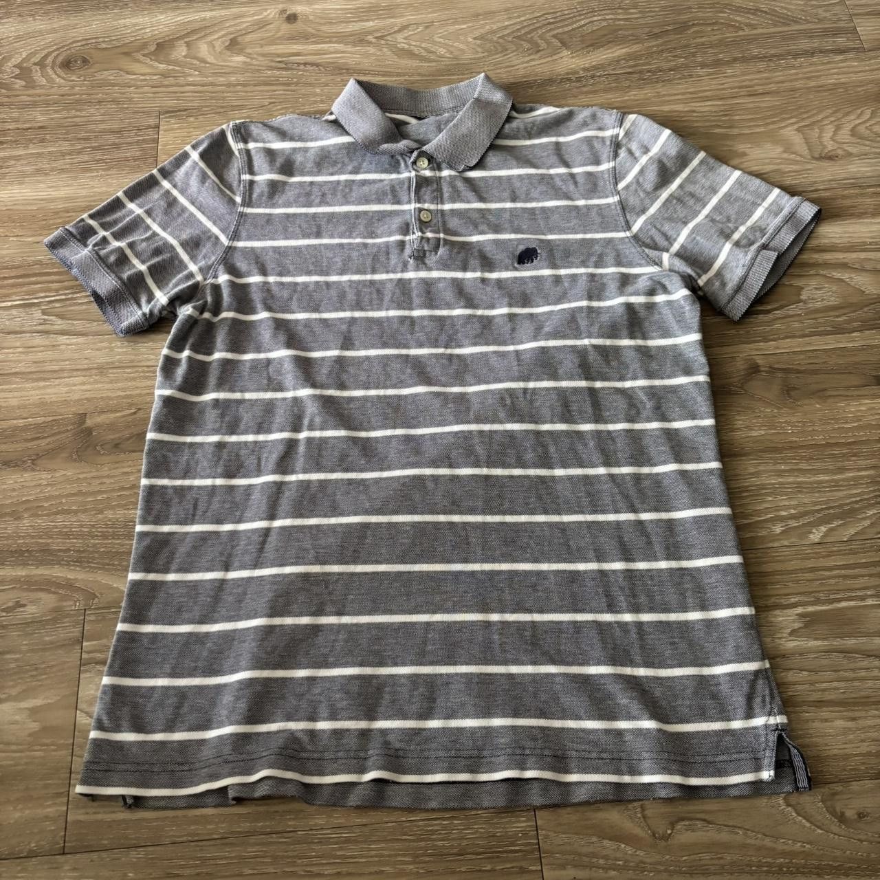 Japanese Brand Crazy Vintage Y2K/2000s Grey Striped Polo Shirt! Fits M Size US M / EU 48-50 / 2 - 1 Thumbnail