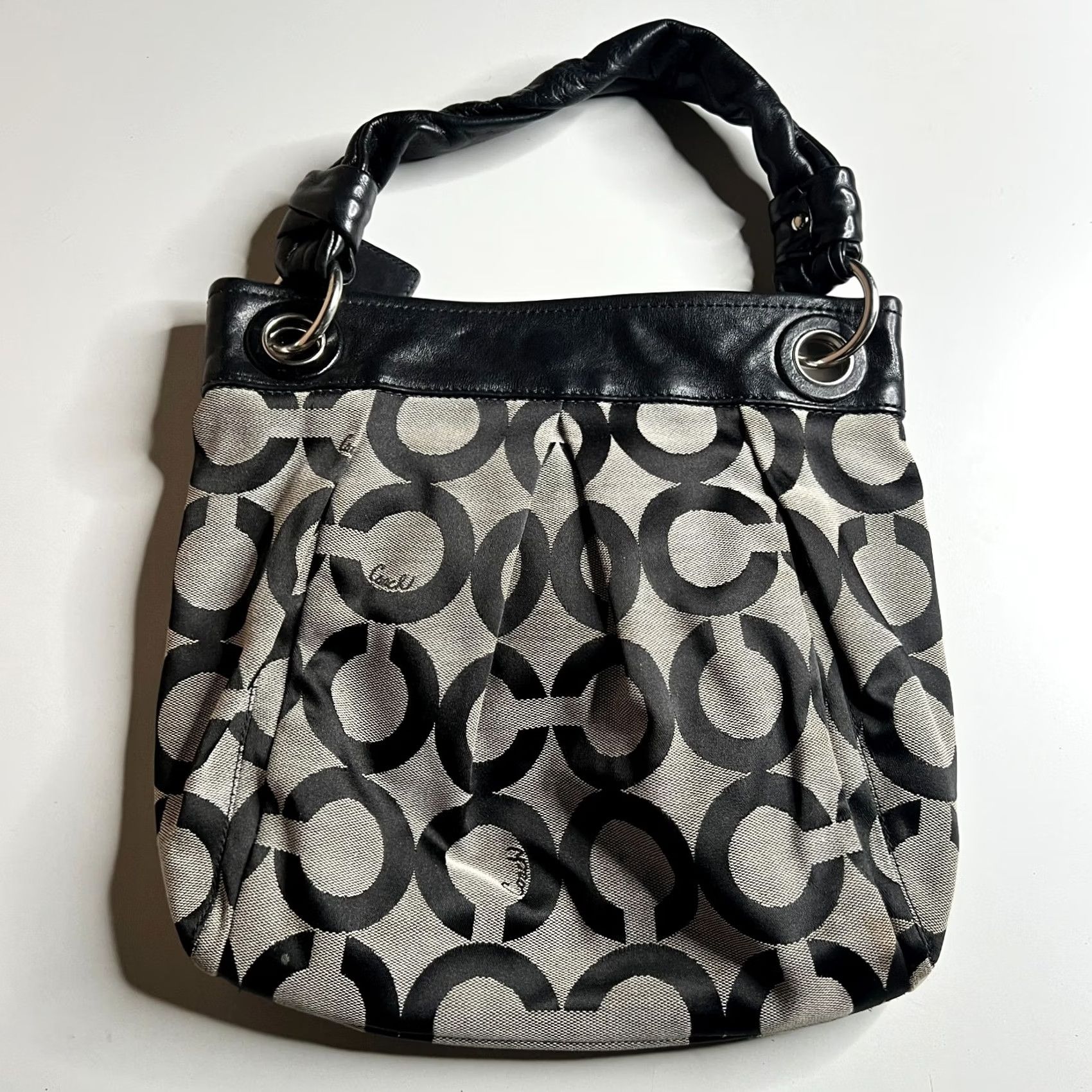 Coach Coach Signature Canvas Leather Hobo Shoulder Bag Black Gray L0893-13420 Size ONE SIZE - 6 Thumbnail
