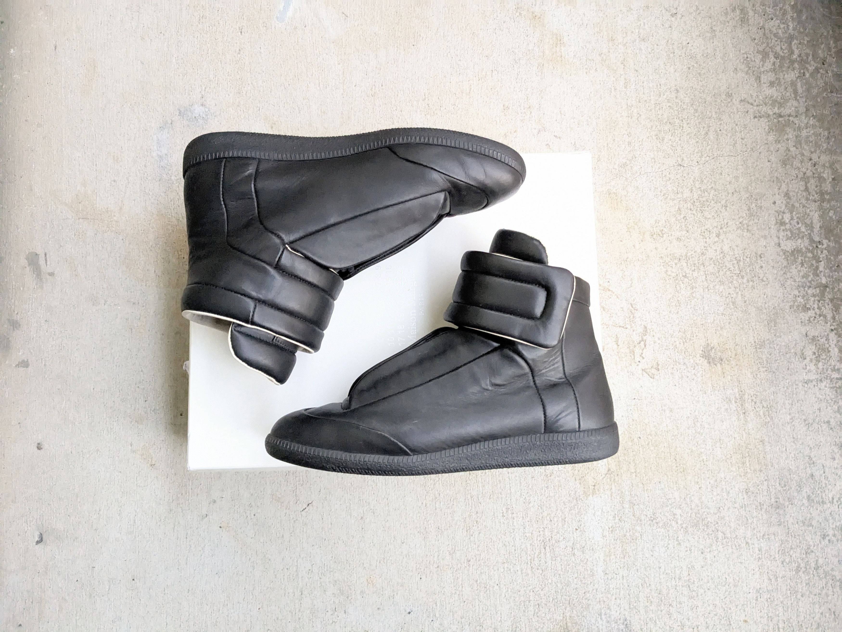 Maison Margiela Future Black 9 42 High Tops Leather Italy Shoes, Men's