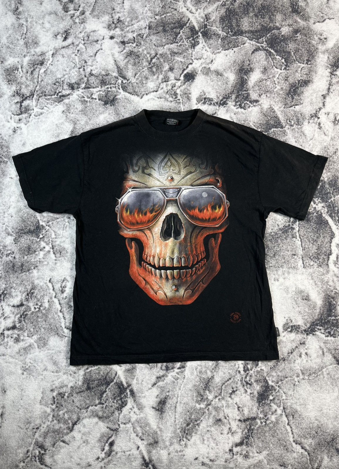 Other Spiral Direct Flaming Skull Faded Biker Tee Y2K Size US XL / EU 56 / 4 - 1 Thumbnail