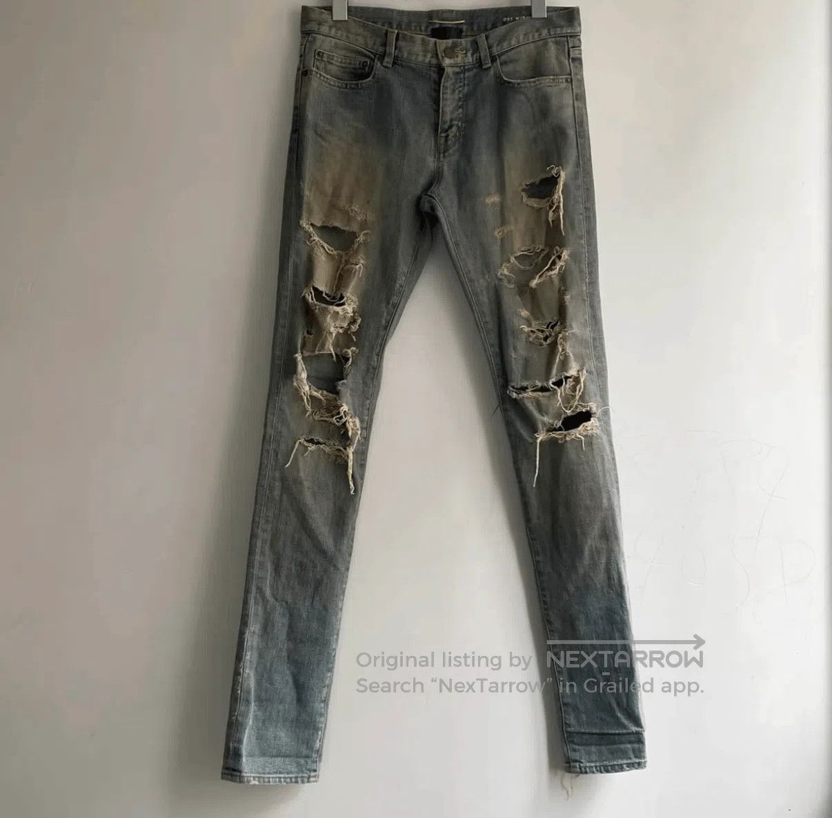 Saint Laurent Paris Saint Laurent Distressed Gray Denim Jeans. Size US 29 - 1 Thumbnail