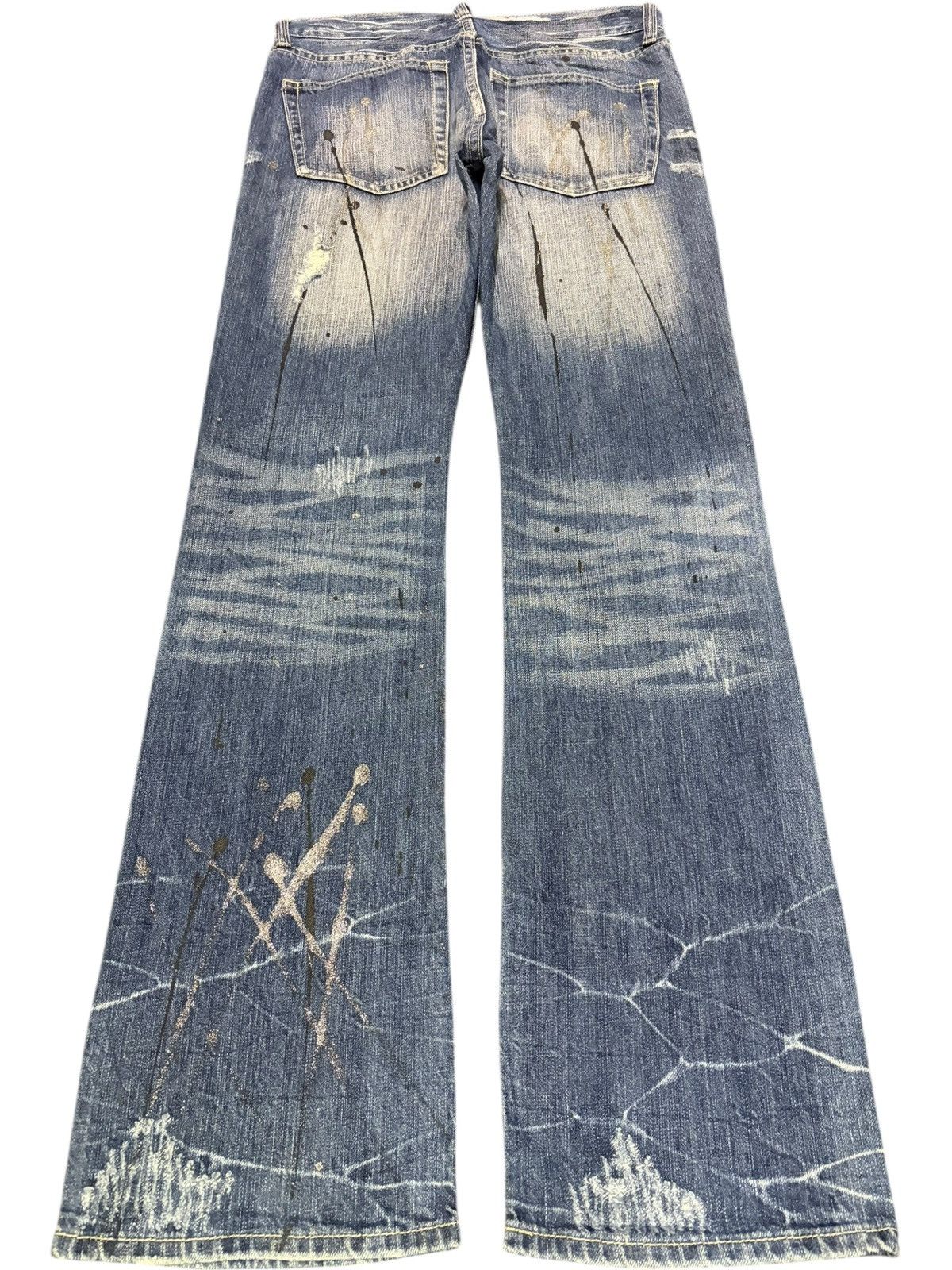 Tornado Mart Vintage Japanese Brand Paint Distress Flare Jeans Size US 29 - 2 Thumbnail