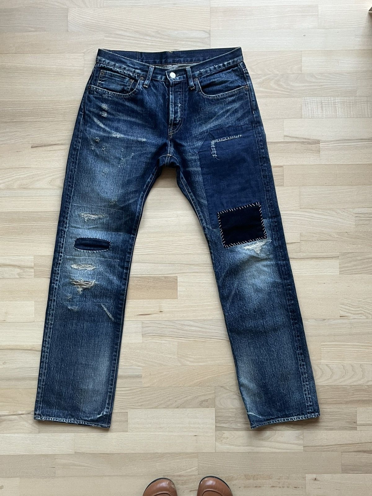 Levi's Vintage Clothing Distressed Sashiko Boro Jeans Size US 30 / EU 46 - 1 Thumbnail