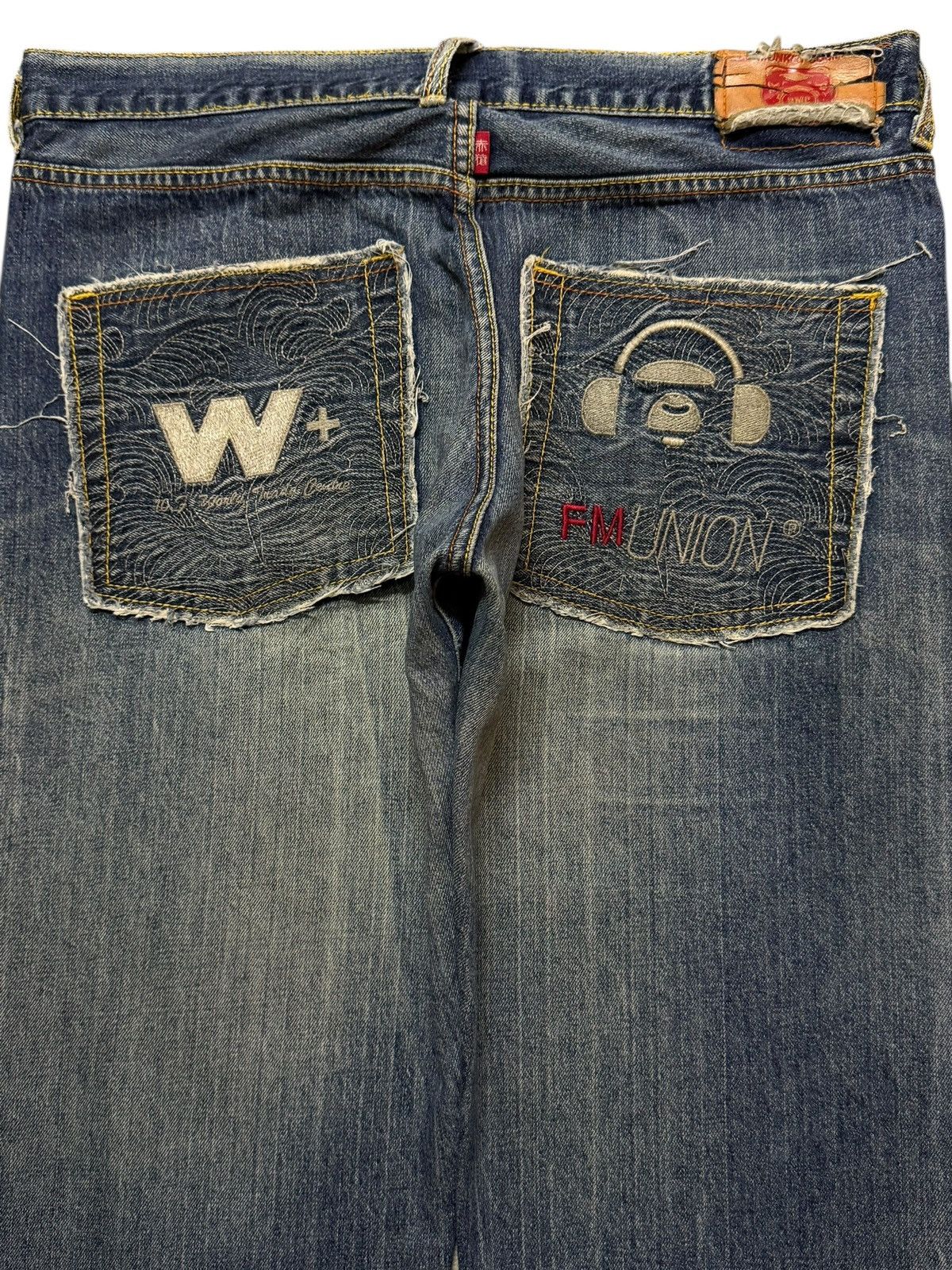 RMC Jeans Vintage 90s Japan Rmc Embroidered Blue Faded Wash Wide Leg Size US 36 / EU 52 - 4 Thumbnail