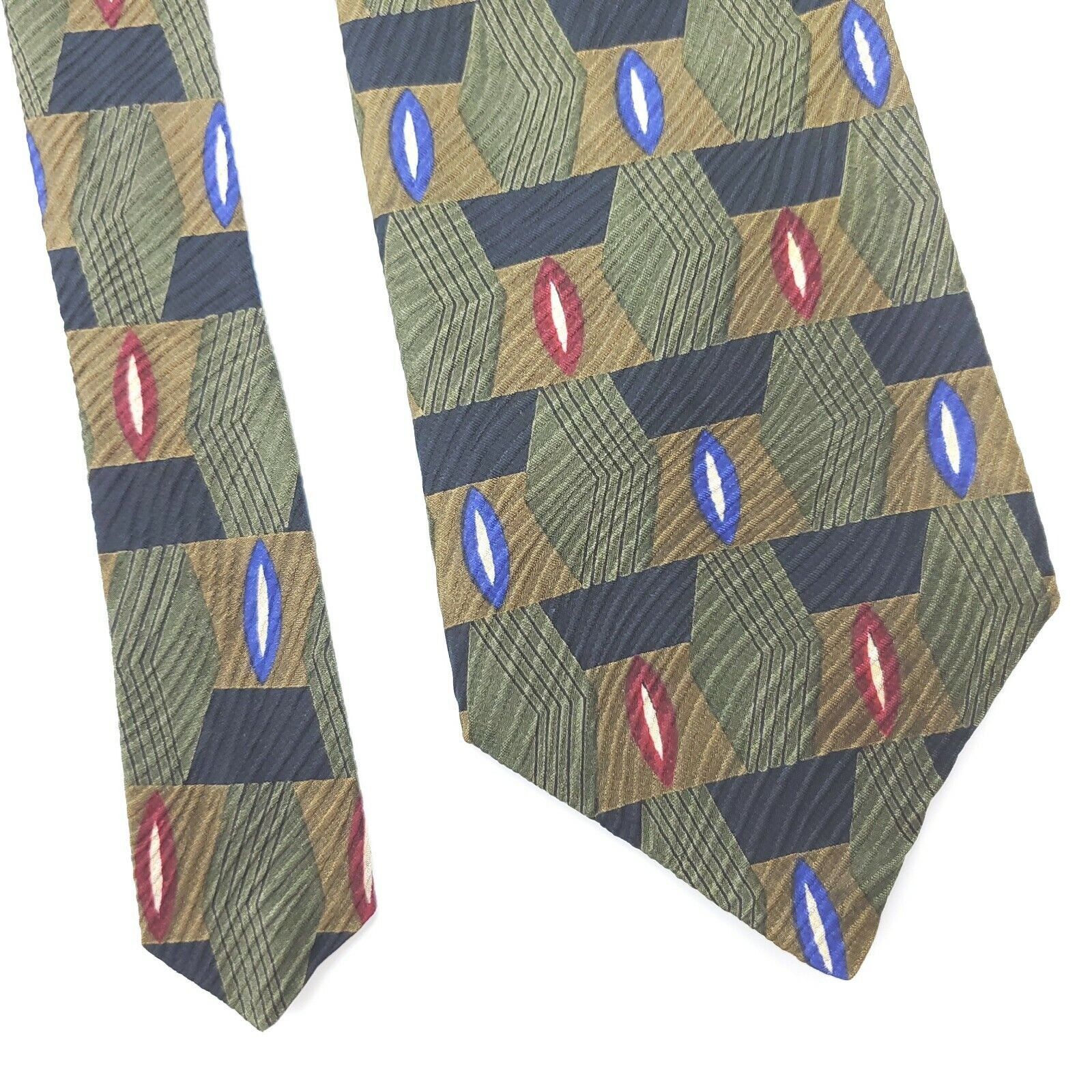 Henry Grethel Henry Grethel Silk Tie Green Abstract Short Wide Size ONE SIZE - 1 Thumbnail