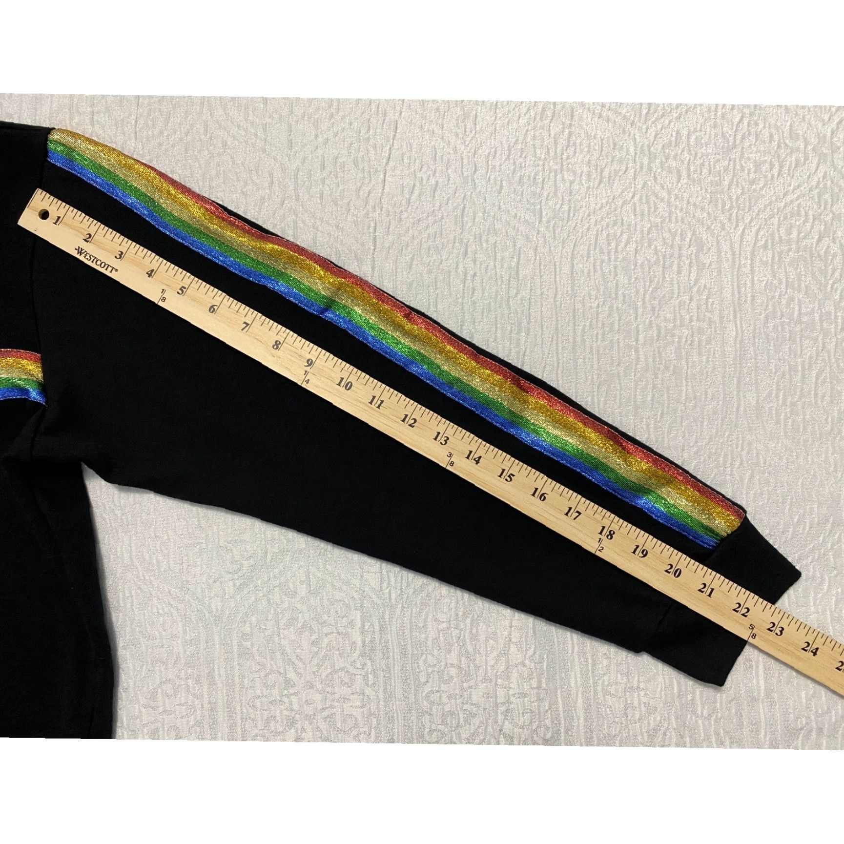 Disney Disney Mickey Mouse Black Rainbow Stripe Glitter Zip Quarter Crop Sweatshirt 3XL Womens Size XXL / US 16-18 / IT 52-54 - 8 Thumbnail