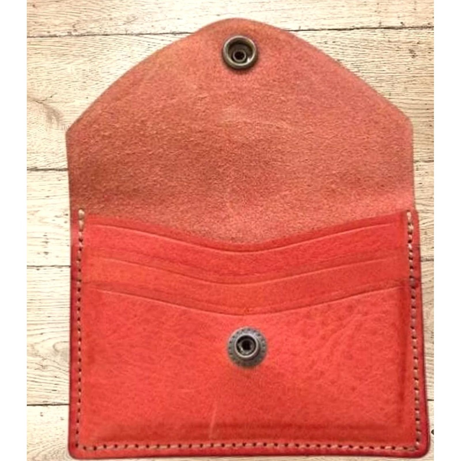 Ralph Lauren RRL LEATHER ENVELOPE CARD CASE CONCHO SNAP MEN ORANGE USED Wallet Category: Card Case? Size ONE SIZE - 5 Thumbnail