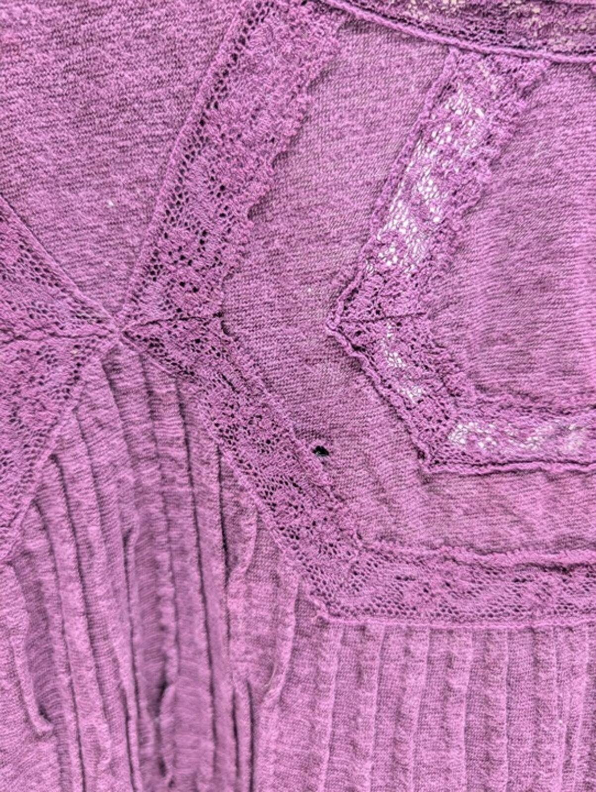 Free People Free People Purple Boho Tunic Top Keyhole Back Lace Trim S Size S / US 4 / IT 40 - 6 Thumbnail