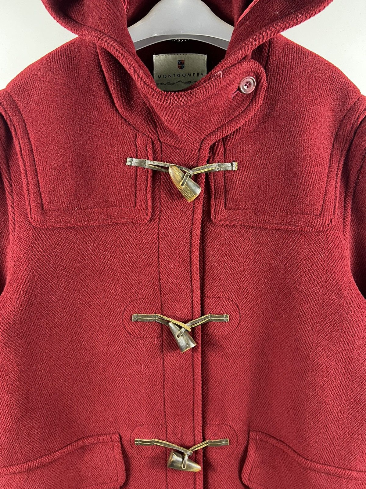 New England Outerwear 🔥 Red Herringbone Montgomery Duffle coat Size US L / EU 52-54 / 3 - 4 Thumbnail